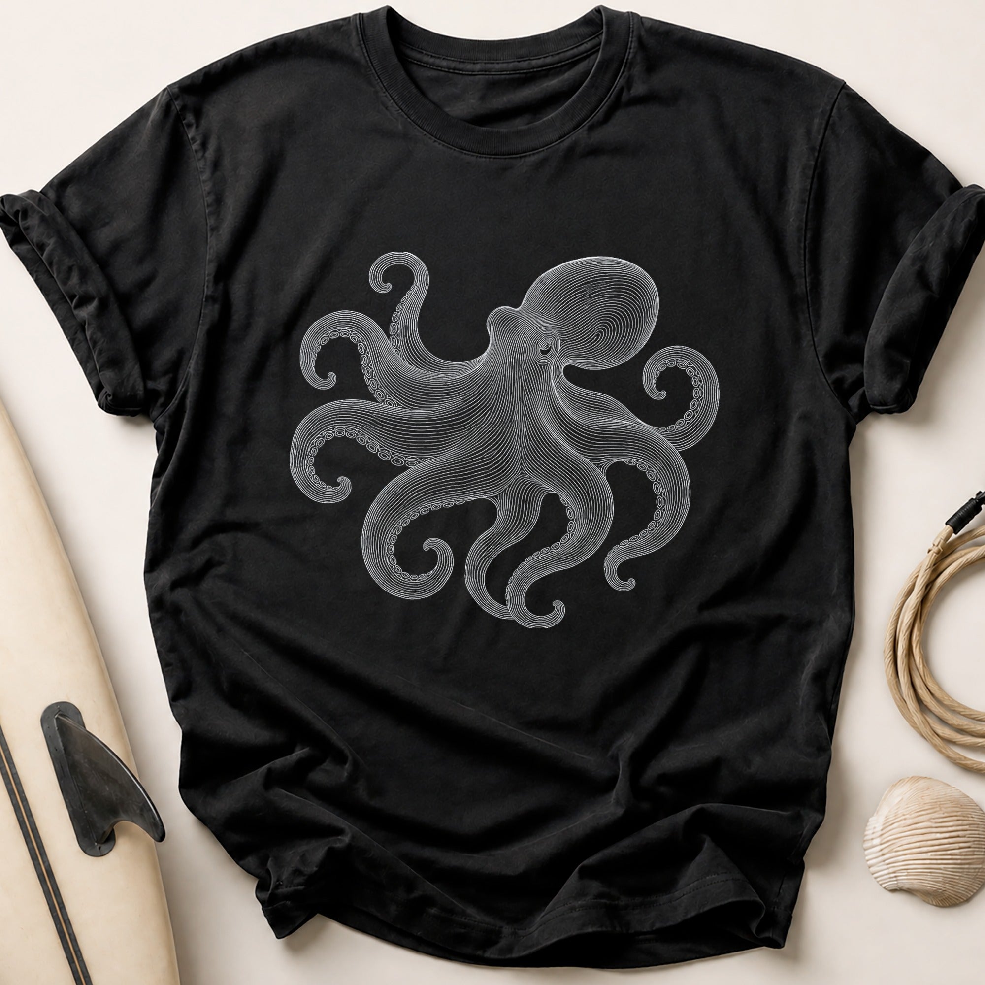 Flowing Octopus Tee - Black