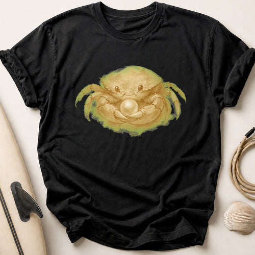 Crab Cradling A Pearl Tee - Black