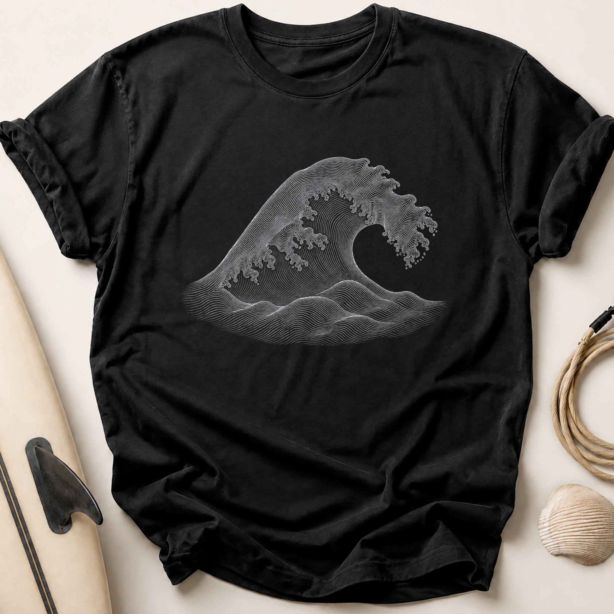 Cresting Wave (Multi-Line) Tee - Black
