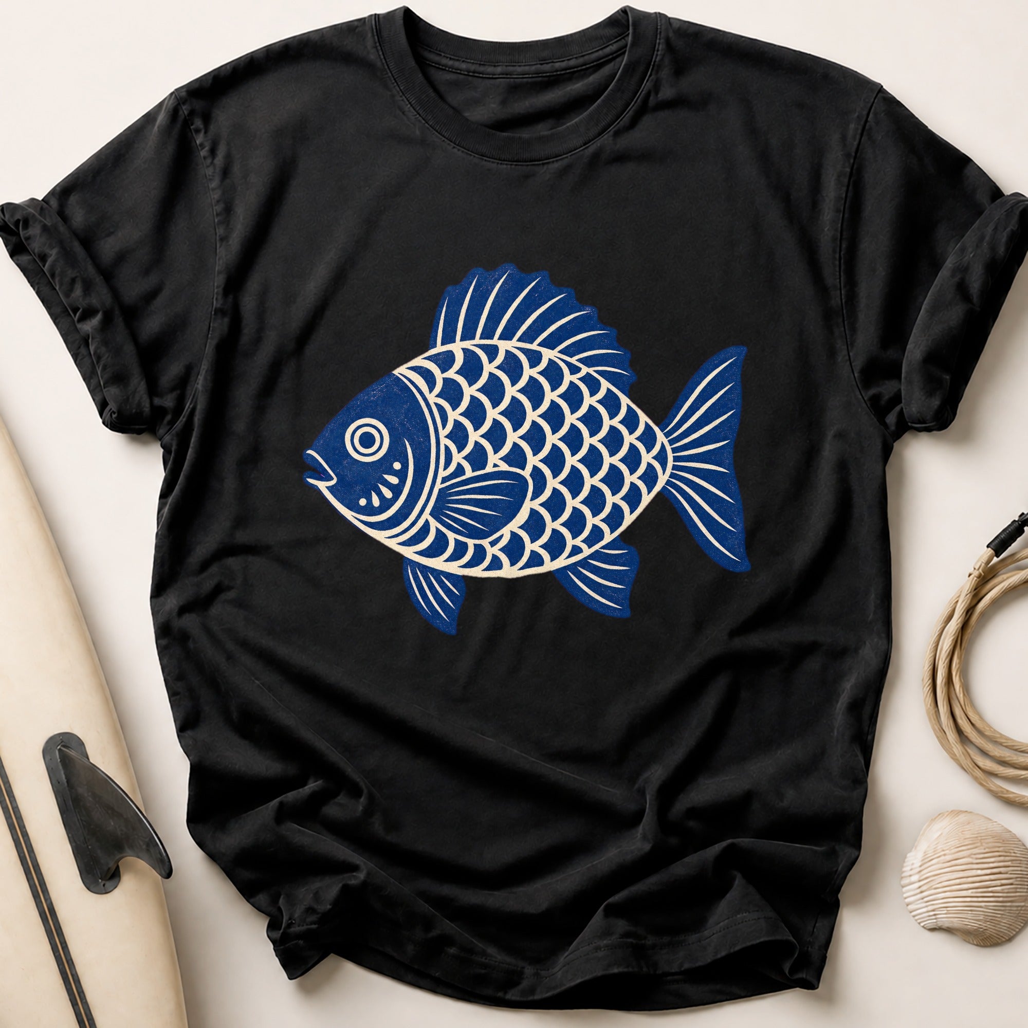 Stylised Fish Tee - Black