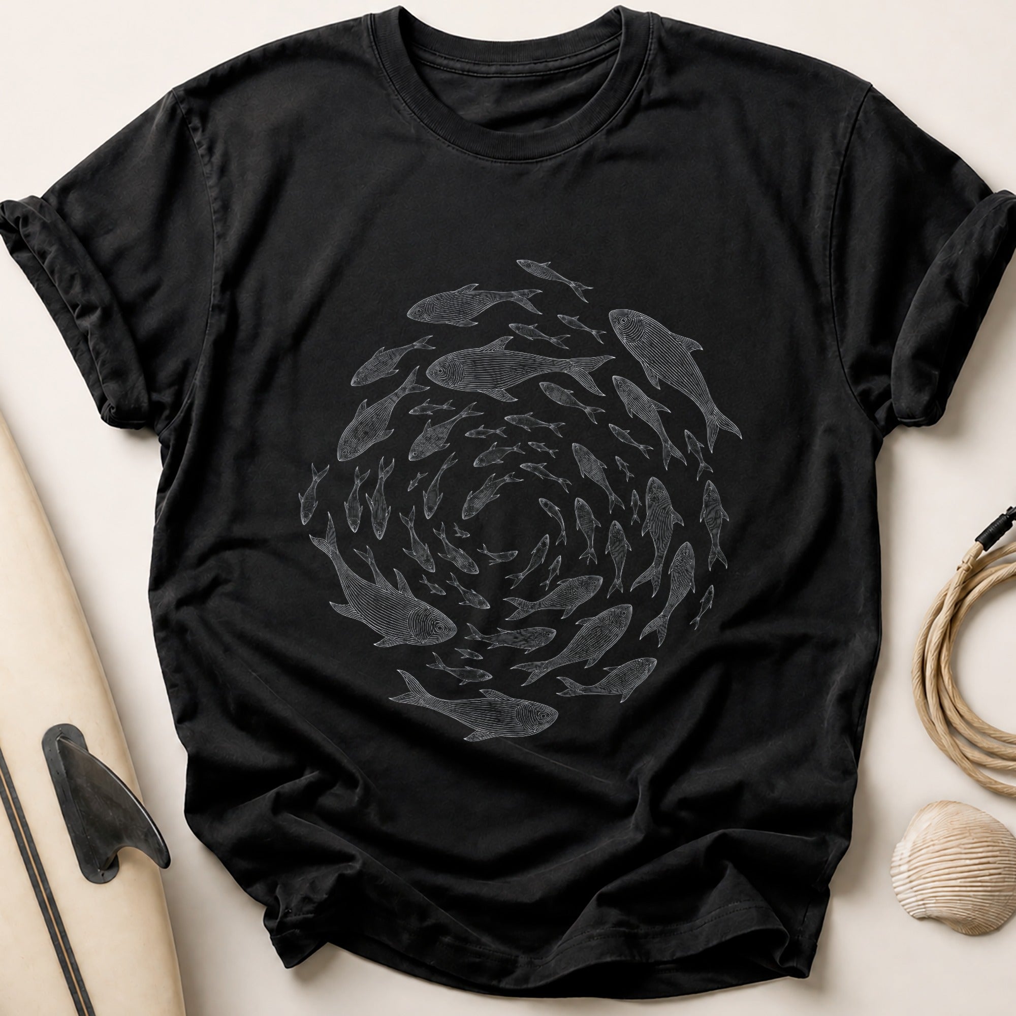 School Of Fish Swirling Tee - Black