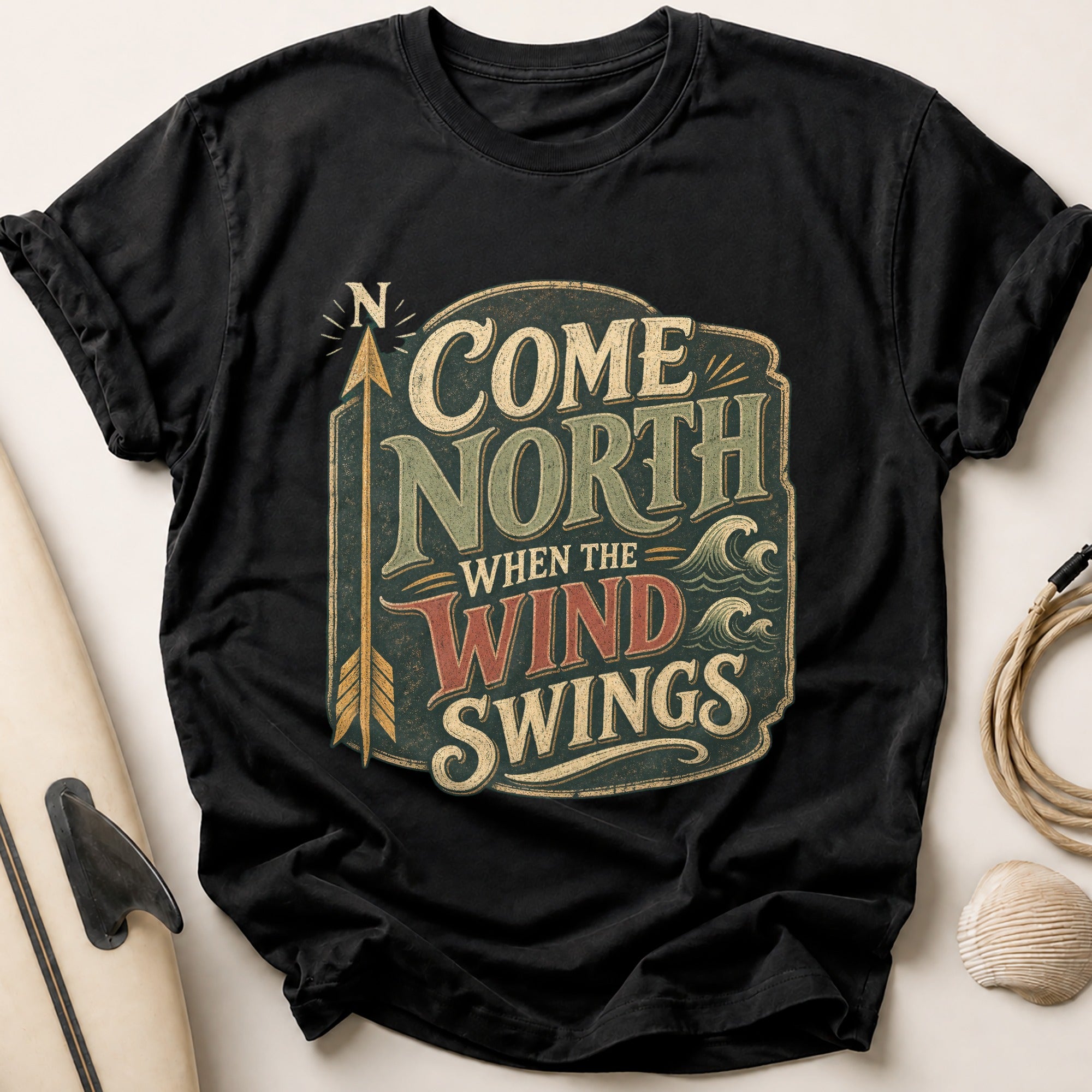 Come North When the Wind Swings Tee - Black