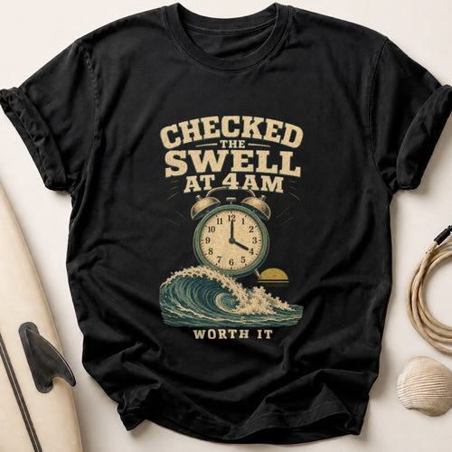 Checked the Swell at 4am Tee - Black