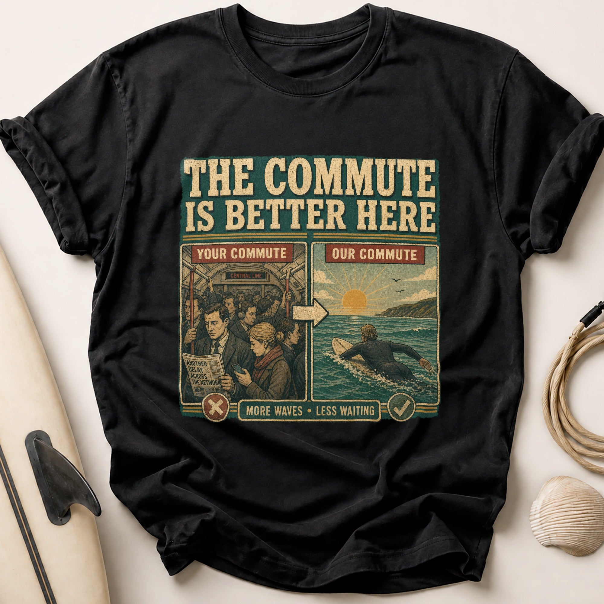 The Commute is Better Here Tee - Black