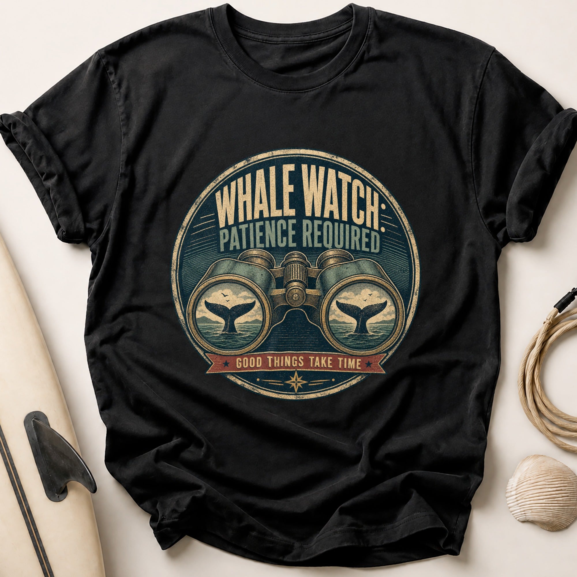 Whale Watch Patience Required Tee - Black