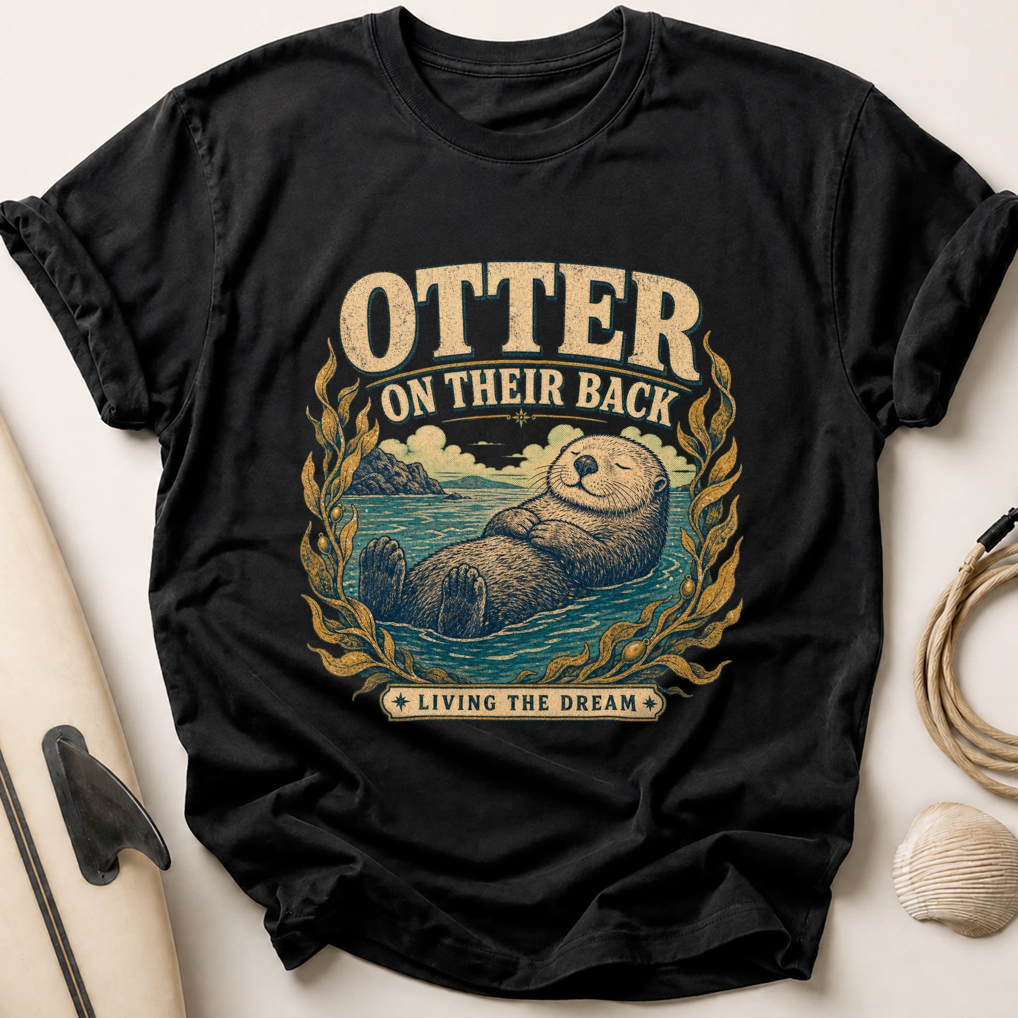 Otter on Their Back Tee - Black