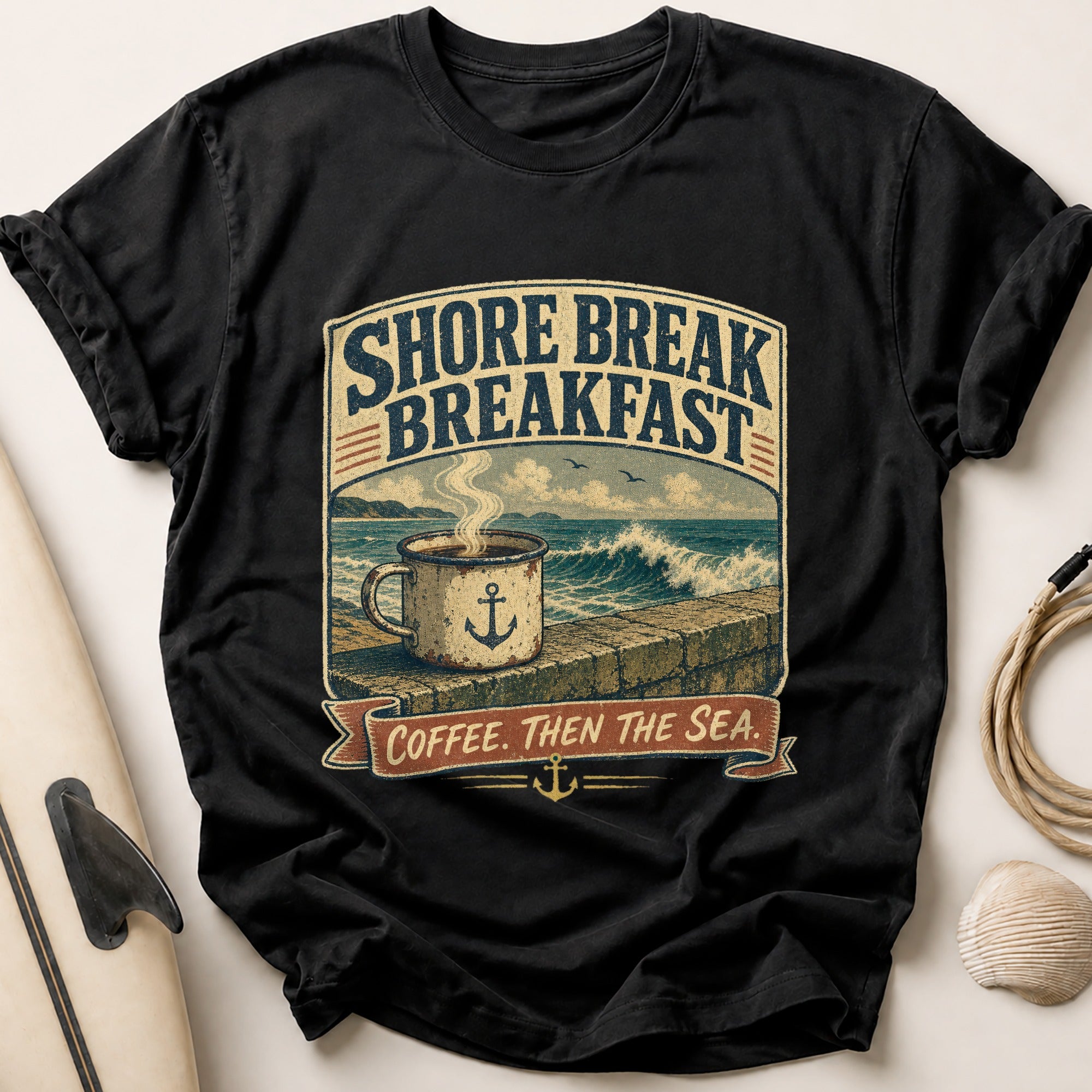 Shore Break Breakfast Tee - Black