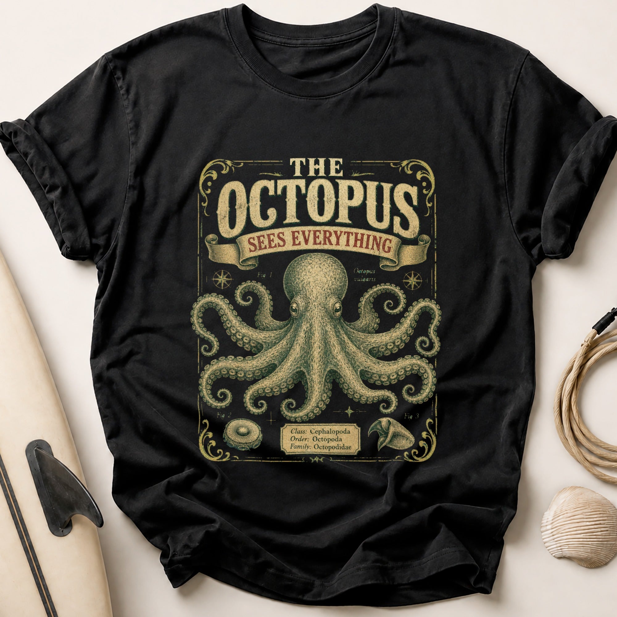 The Octopus Sees Everything Tee - Black