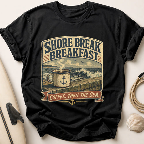 Coffee Then The Sea Tee - Black