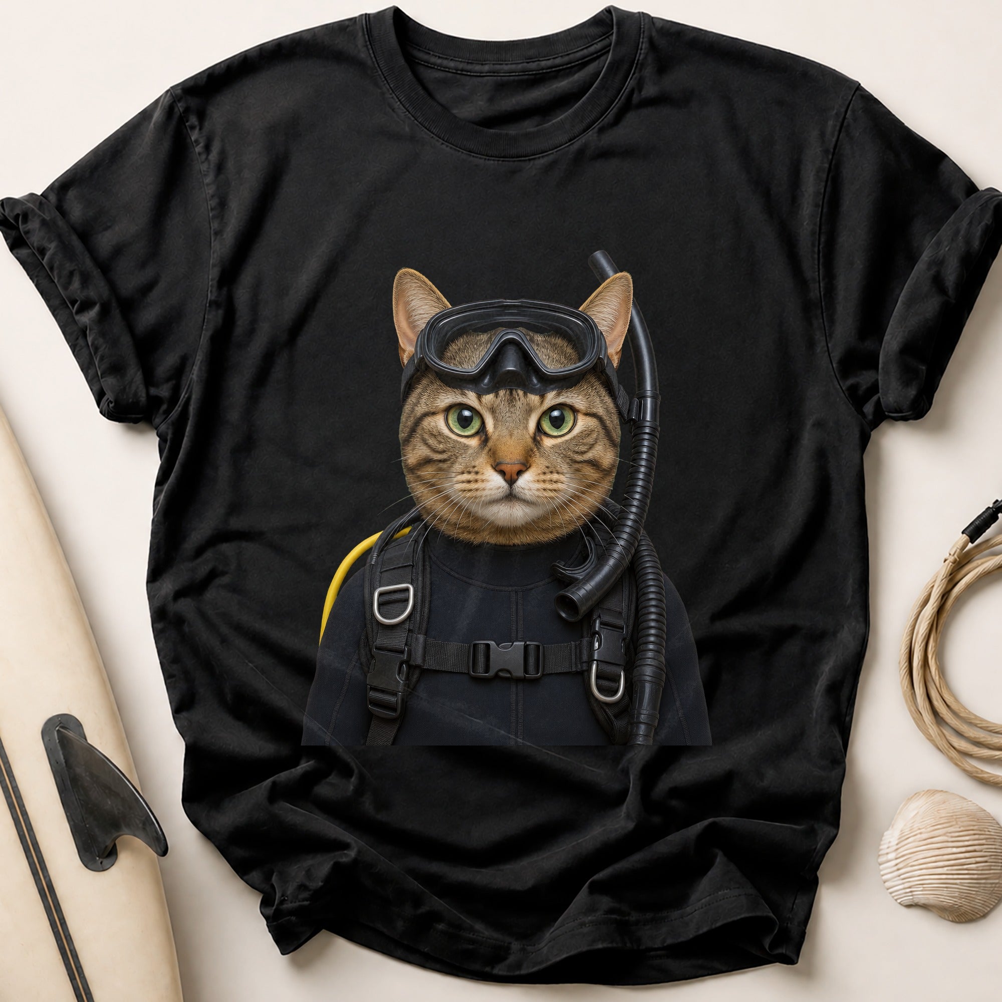 Diving Cat Tee - Black