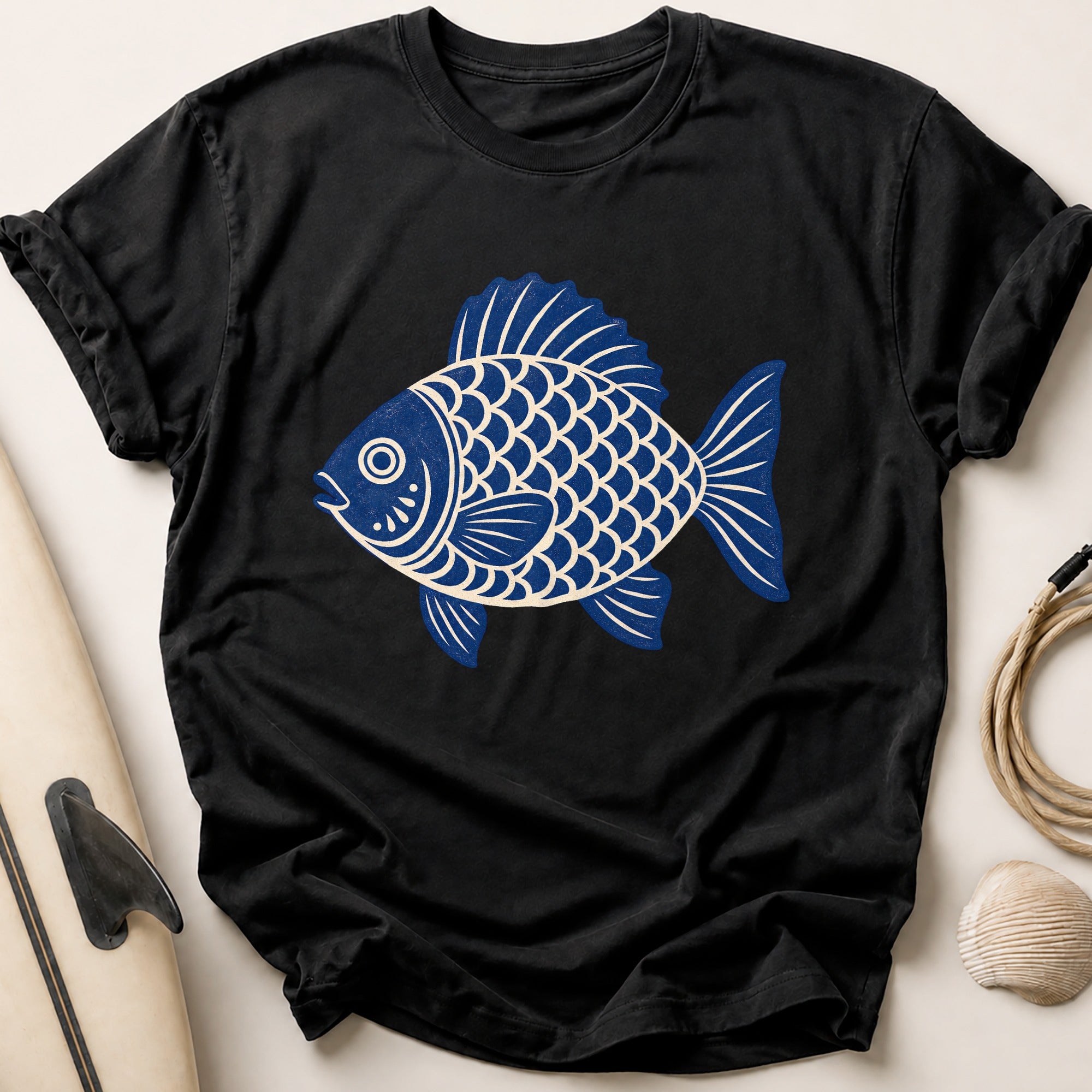 Folk Fish Tee - Black