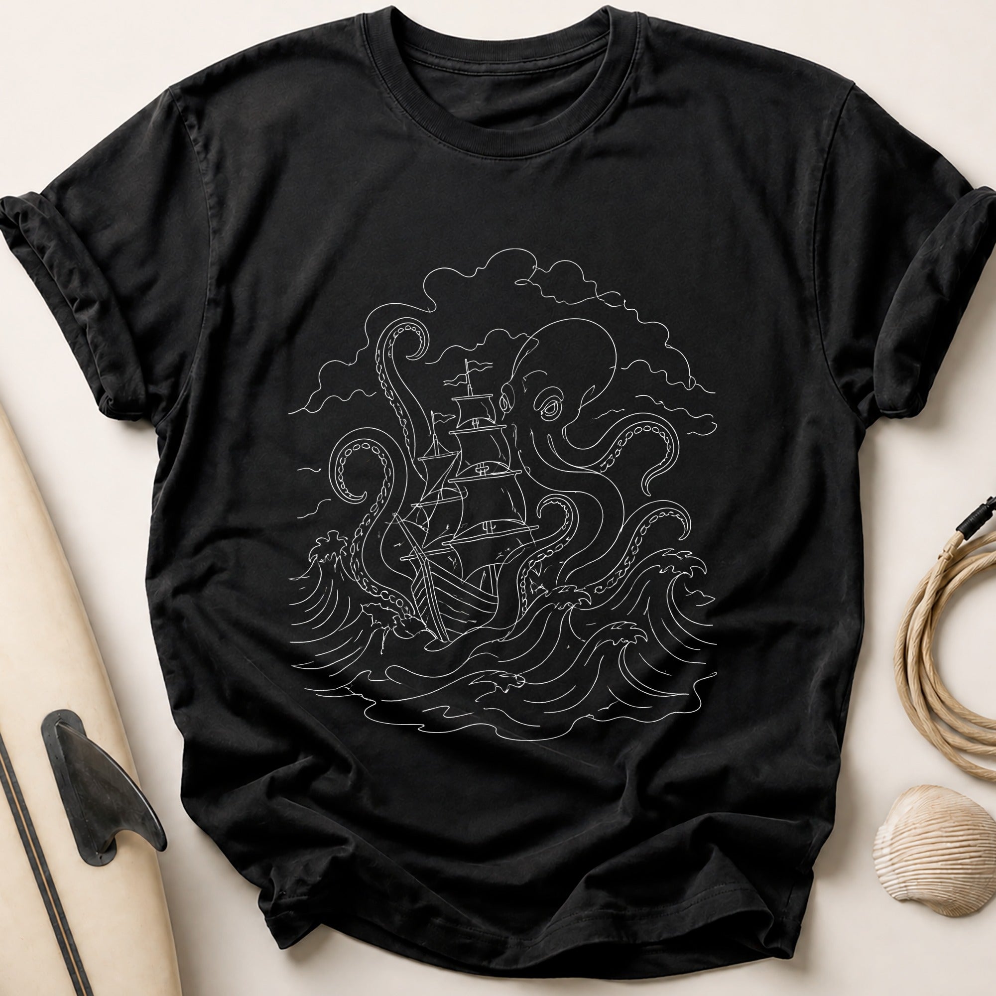 Kraken Ship Storm Tee - Black