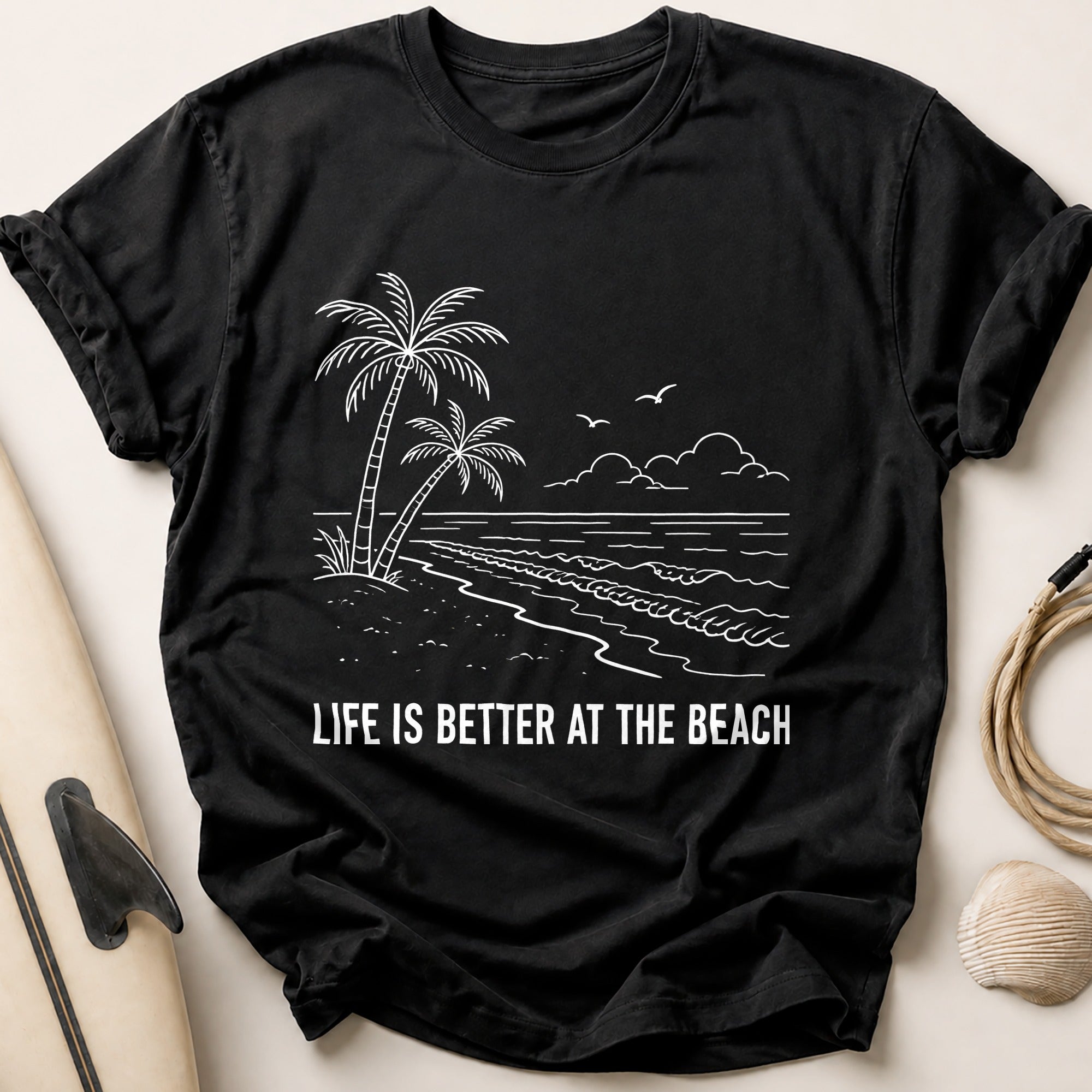 Life Is Better At The Beach Tee - Black