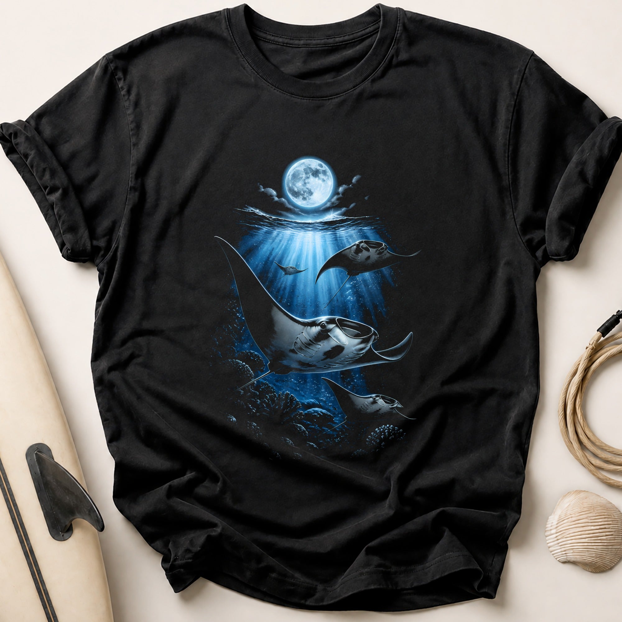 Manta Rays Blue Ice Tee - Black