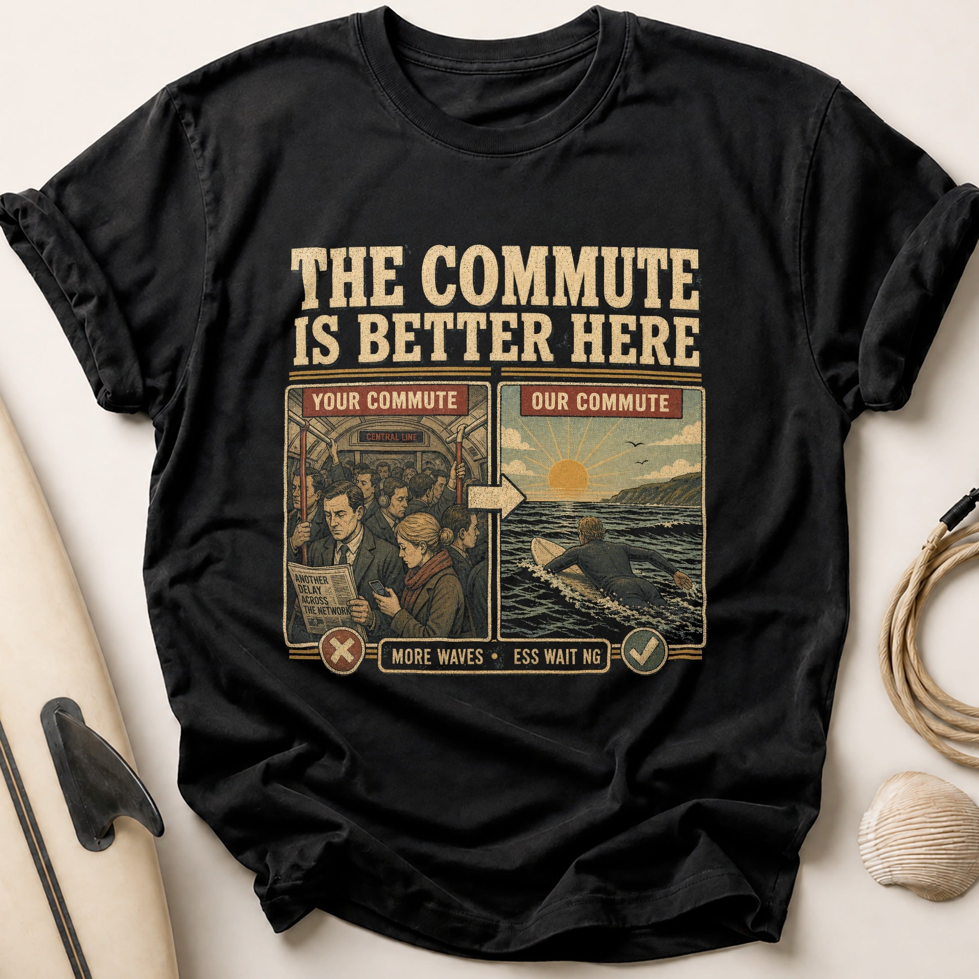 More Waves Less Waiting Tee - Black