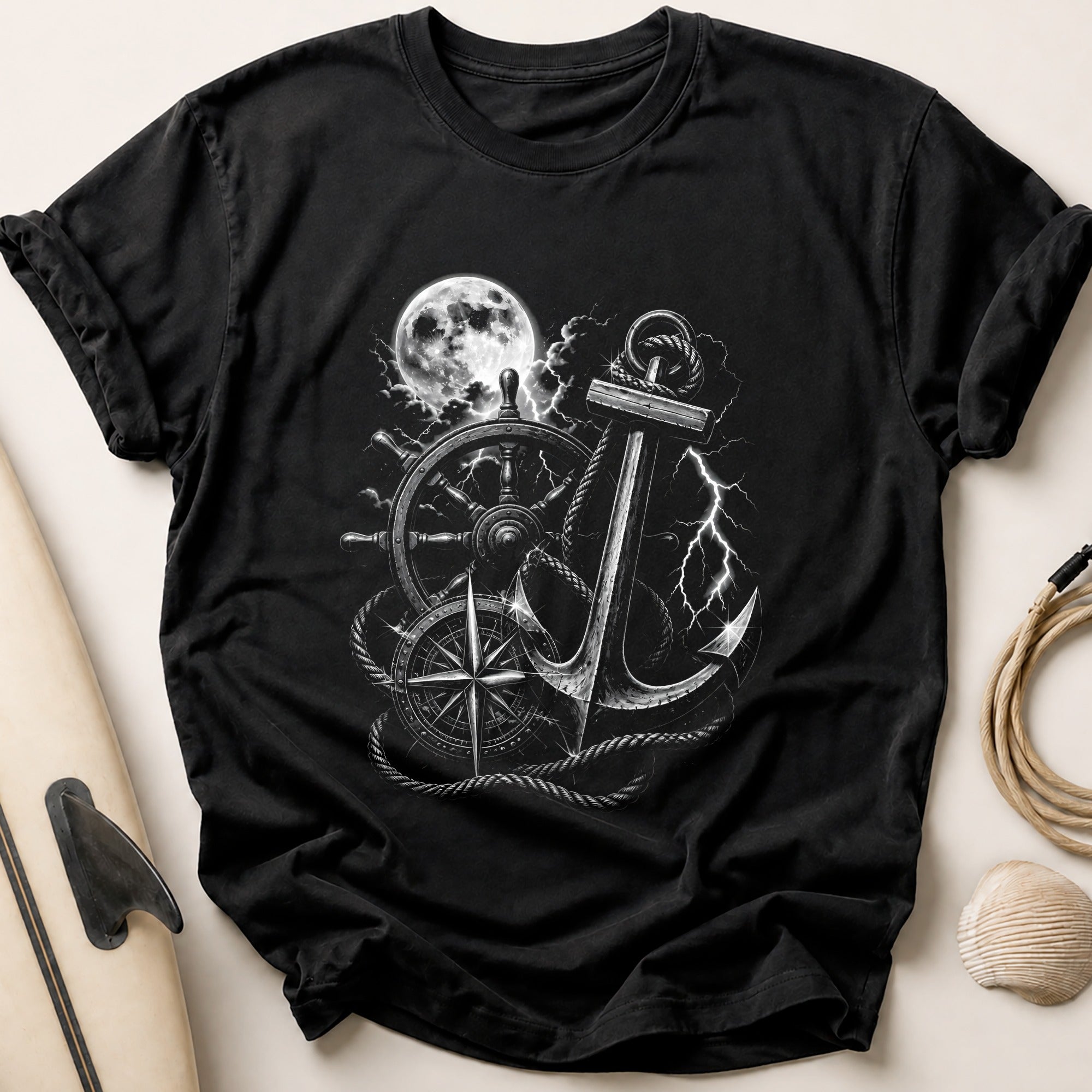 Nautical Lightning Mono Tee - Black