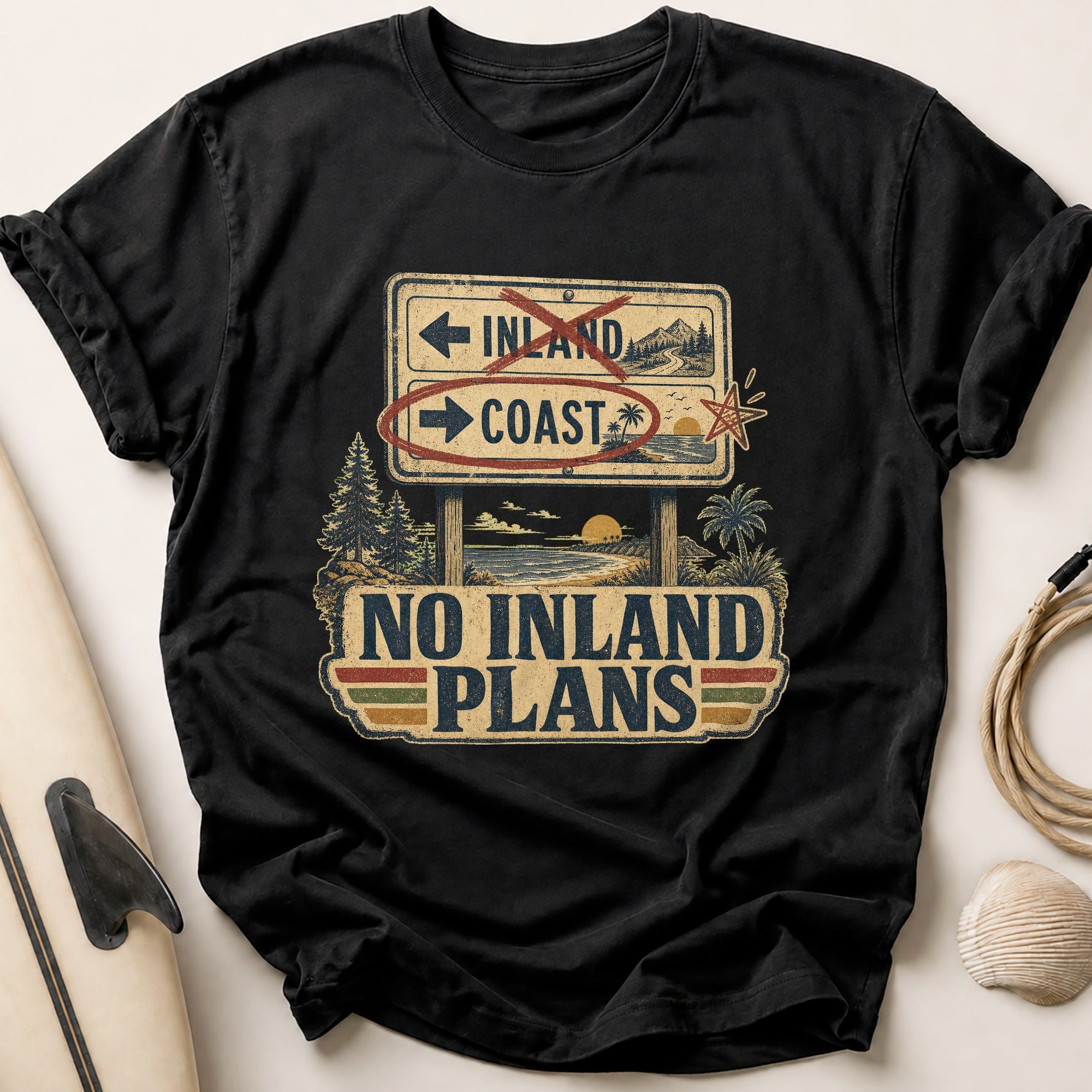 No Inland Plans Tee - Black