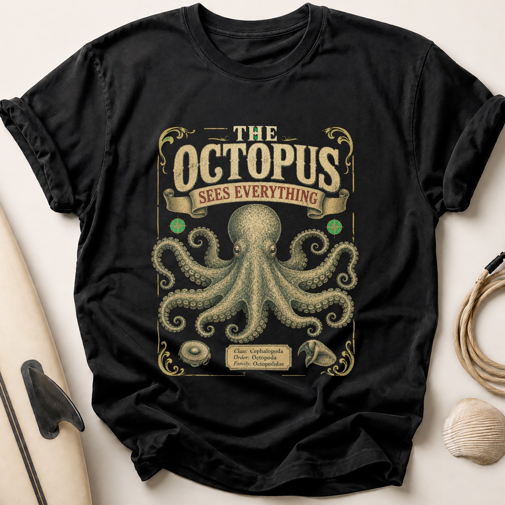 Octopus Sees Everything Tee - Black