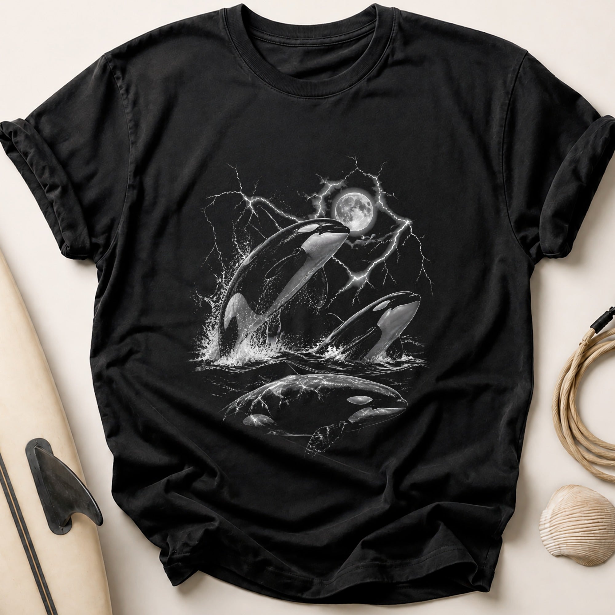 Orcas Moon Lightning Tee - Black