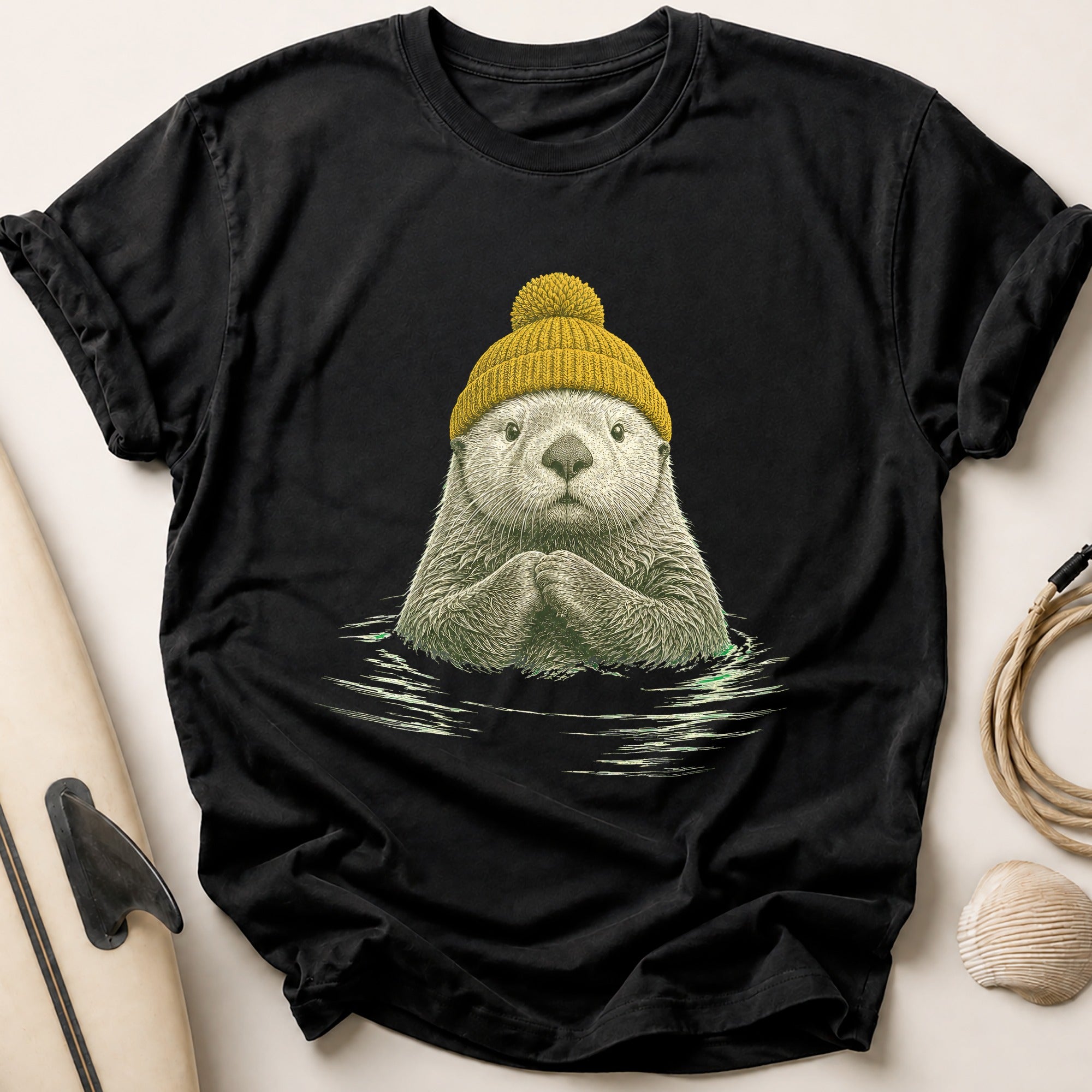 Otter In Mustard Tee - Black