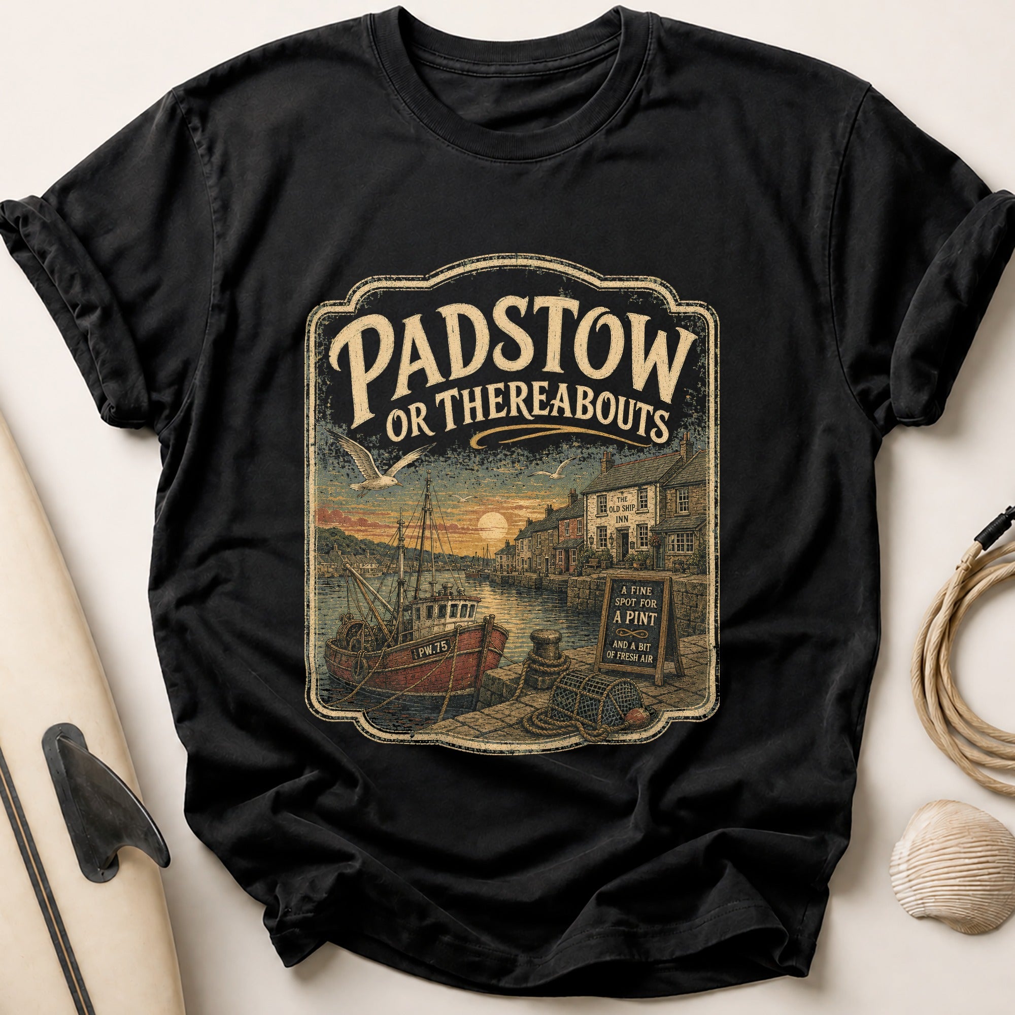 Padstow Or Thereabouts Tee - Black