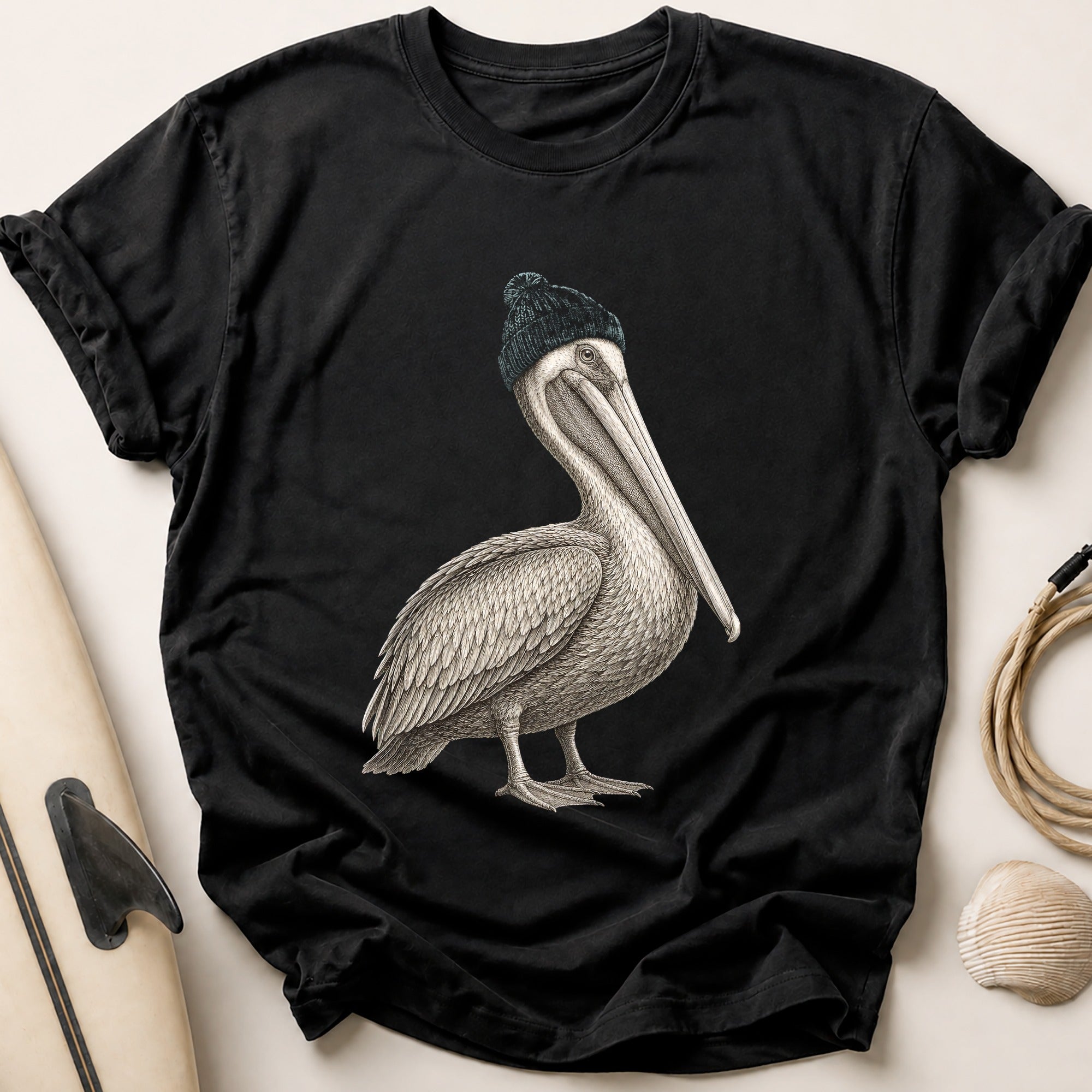 Pelican in Beanie Tee - Black