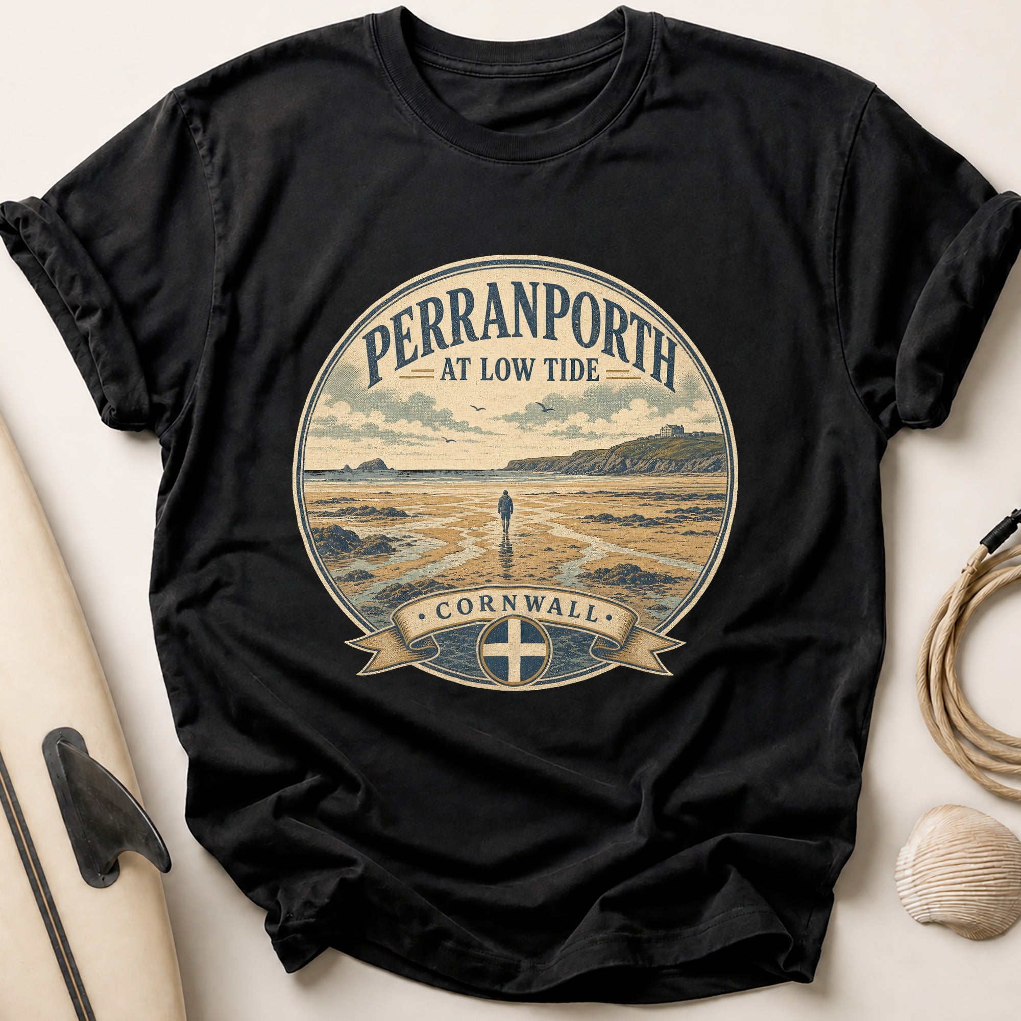 Perranporth Low Tide Tee - Black