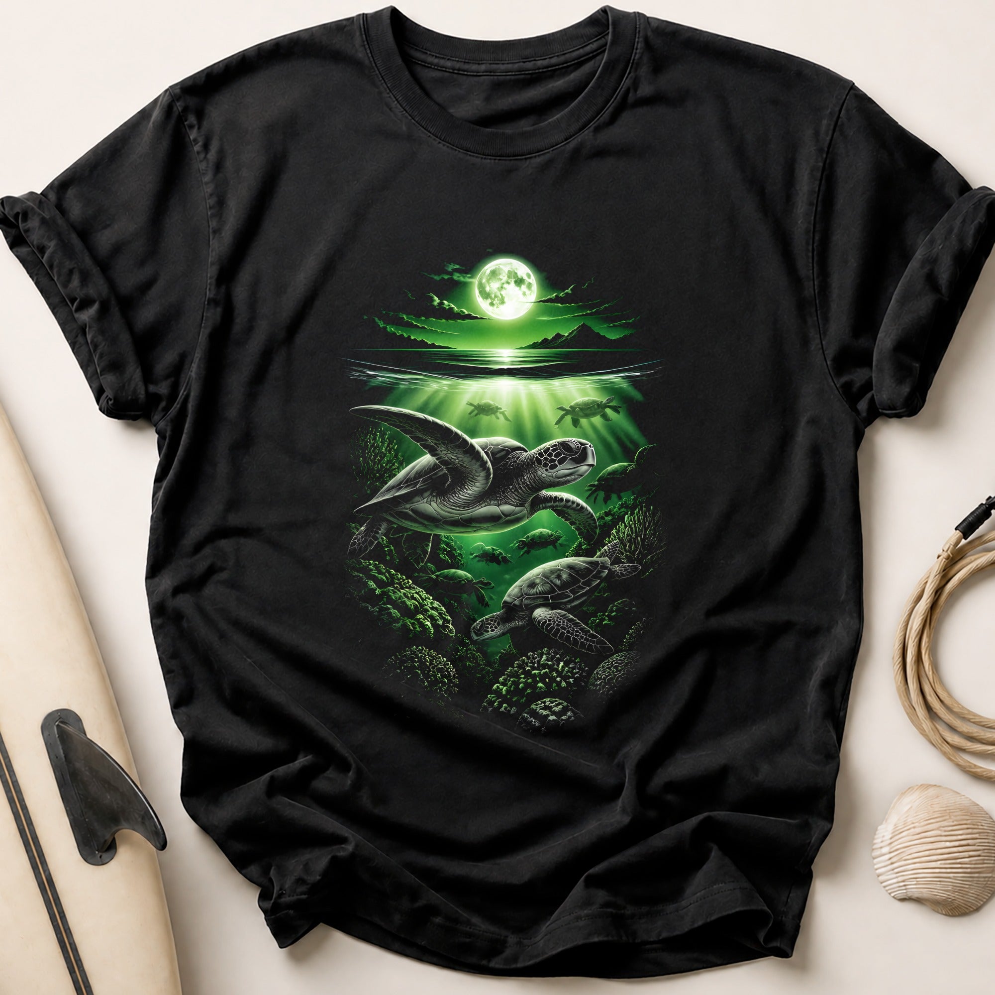 Sea Turtles Green Reef Tee - Black