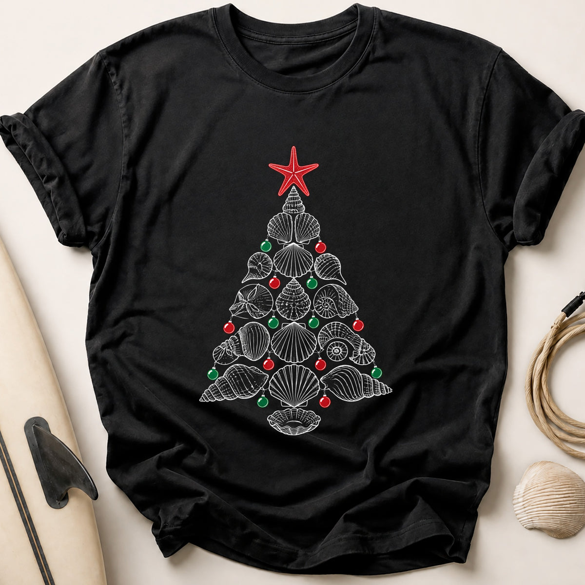 Shell Christmas Tree 32 Tee - Black