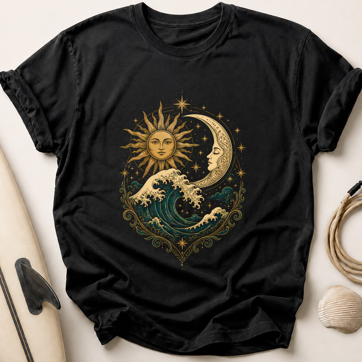 Sun And Wave Tee - Black