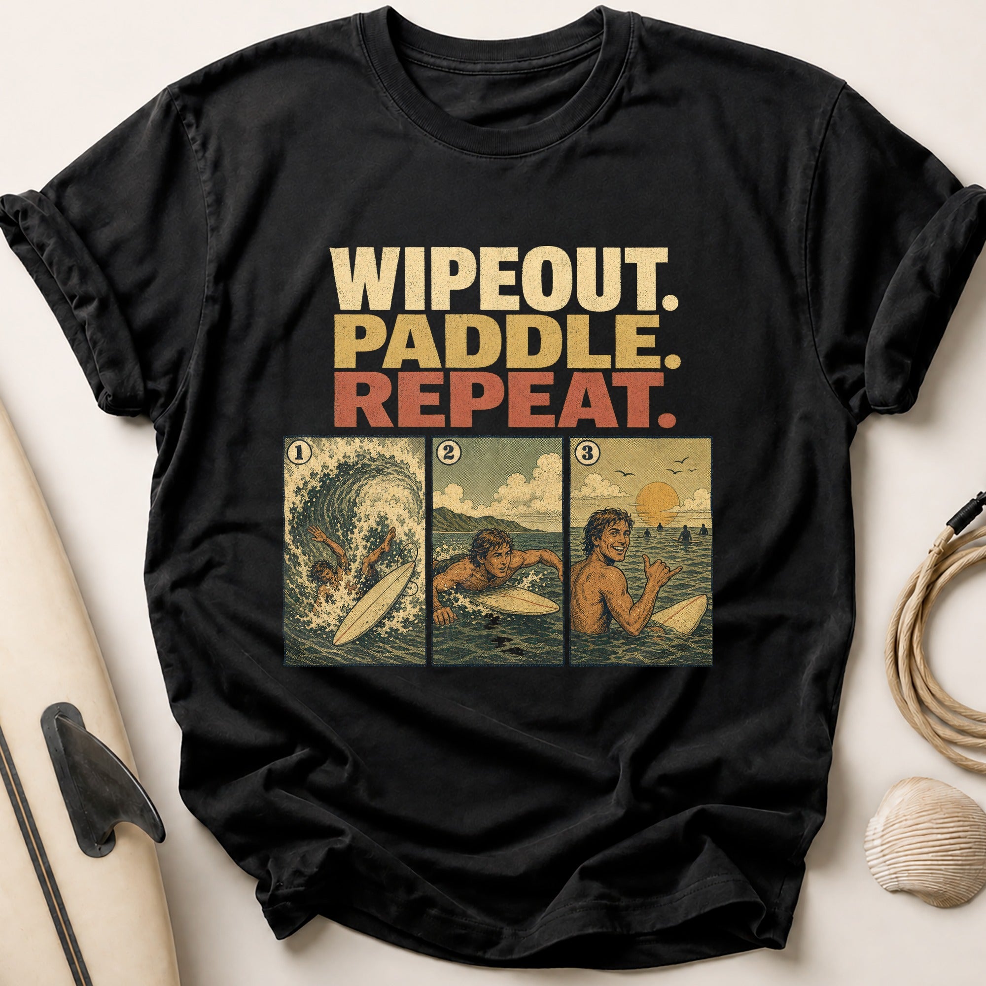 Wipeout Paddle Repeat Tee - Black