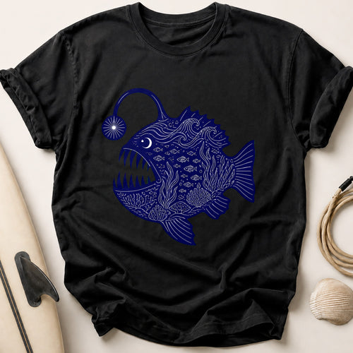 Anglerfish Deep Sea Ocean Creature Funny Tee - Black