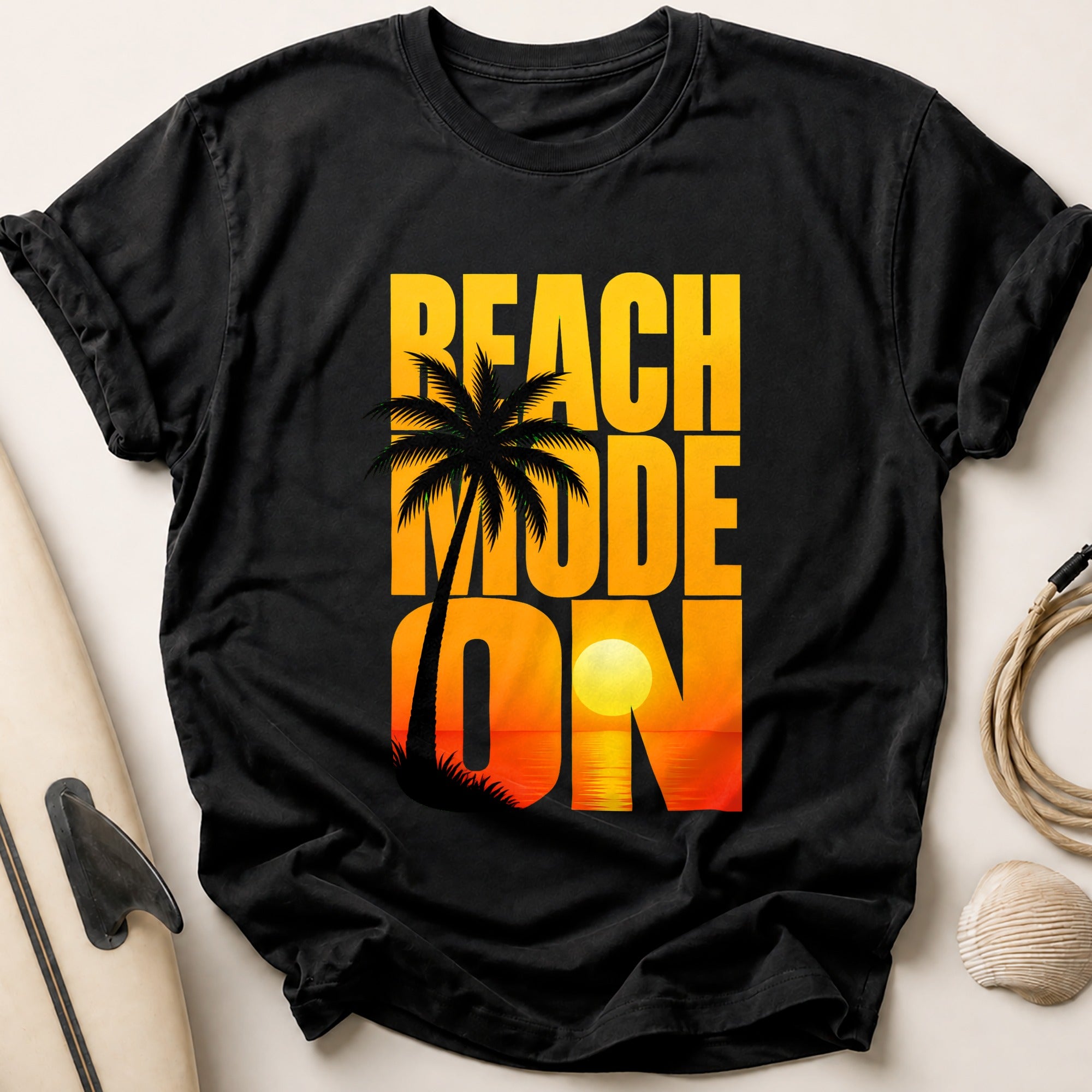 Beach Mode on Tropical Palm Summer Tee - Black