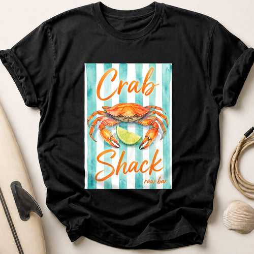 Crab Shack Raw Bar Seafood Coastal Tee - Black