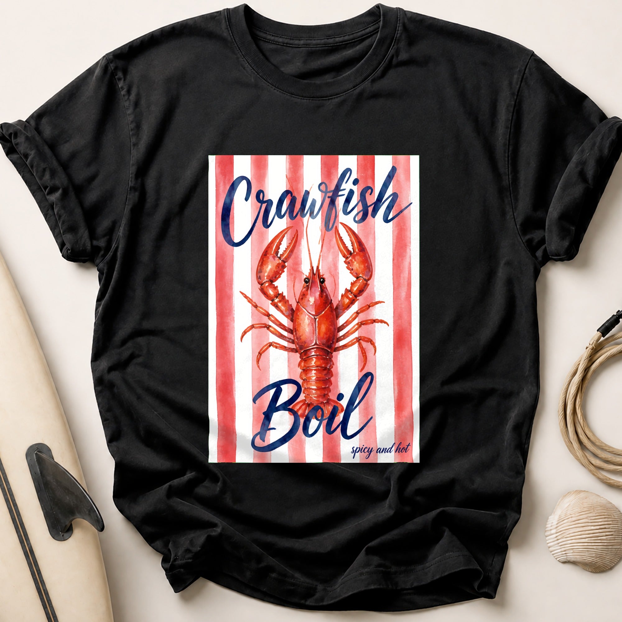 Crawfish Boil Spicy Hot Seafood Funny Tee - Black