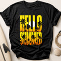 Hello Summer Palm Trees Tropical Tee - Black