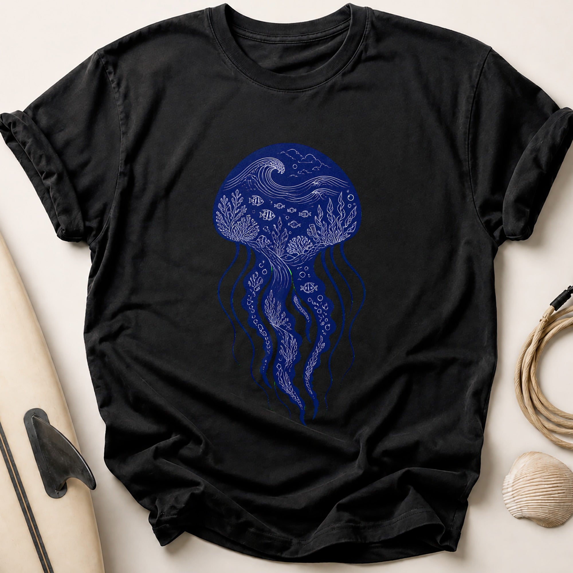 Jellyfish Ocean Marine Tee - Black