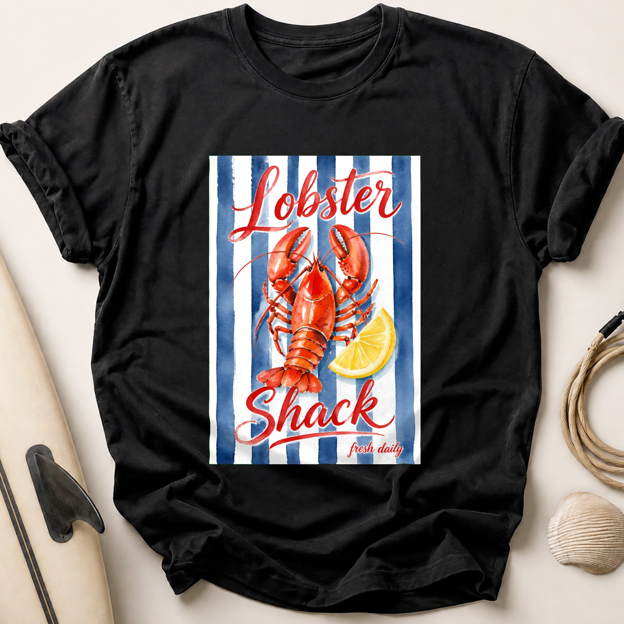 Lobster Shack Seafood Restaurant Fresh Daily Tee - Black