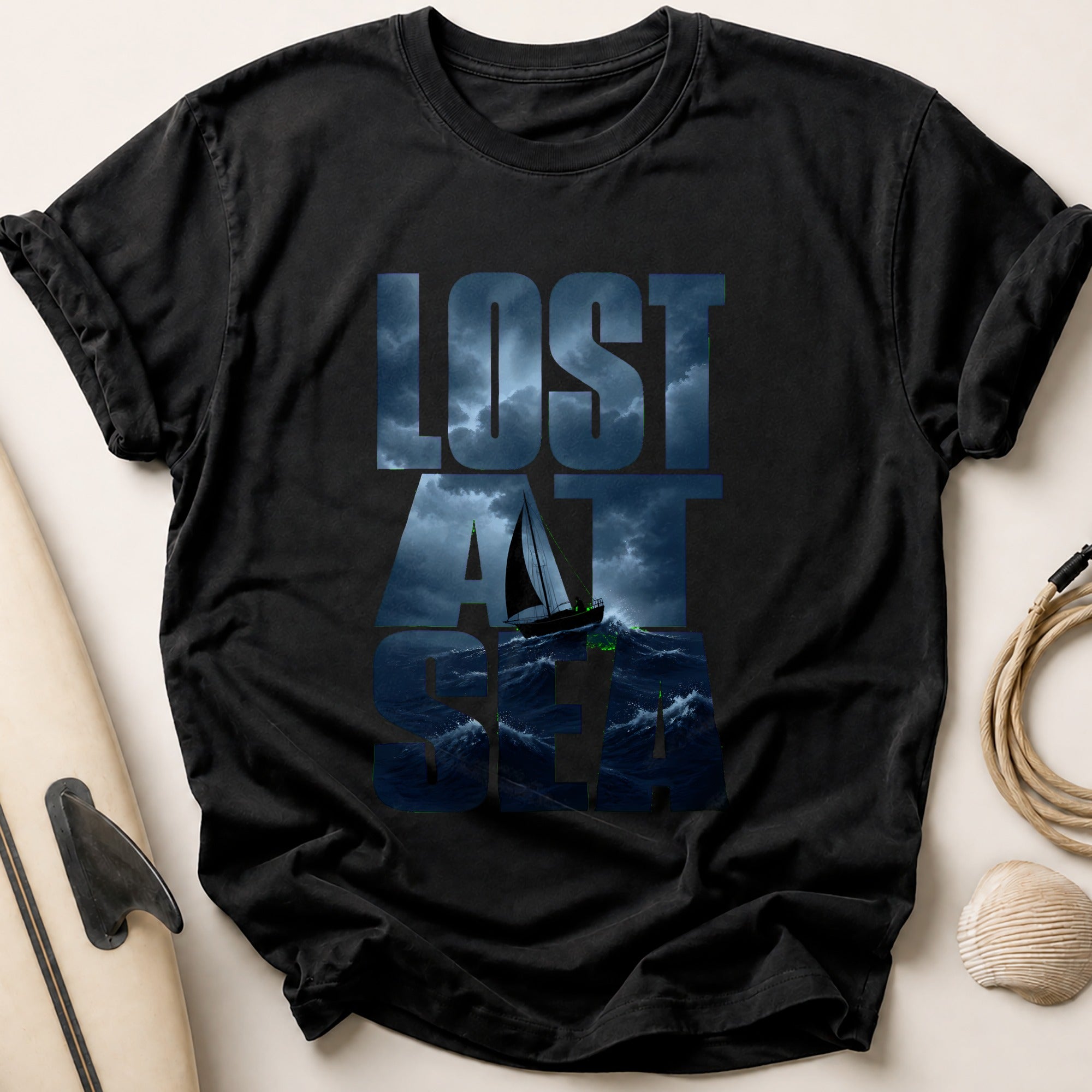 Lost at Sea Sailing Adventure Bootleg Tee - Black