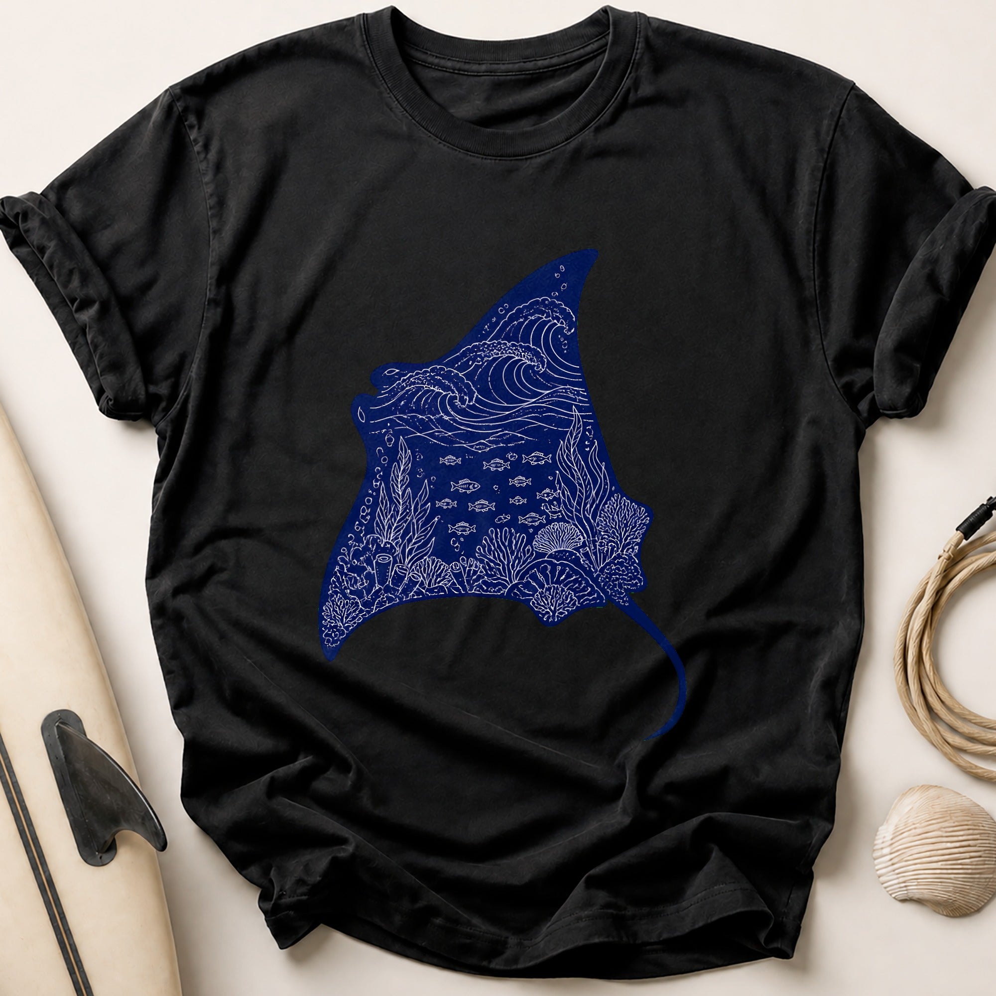 Manta Ray Ocean Marine Aquatic Tee - Black