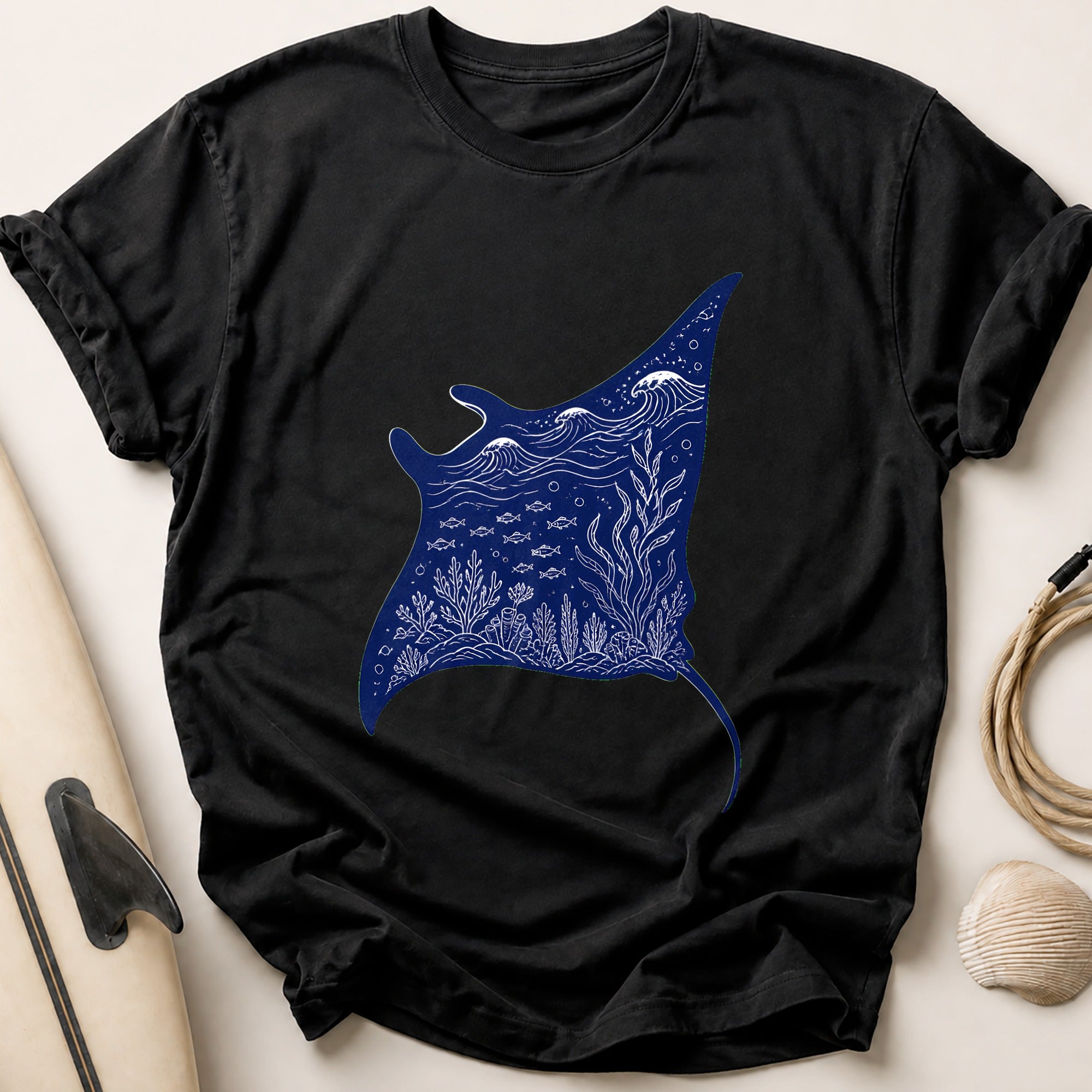 Manta Ray Ocean Marine Wildlife Tee - Black