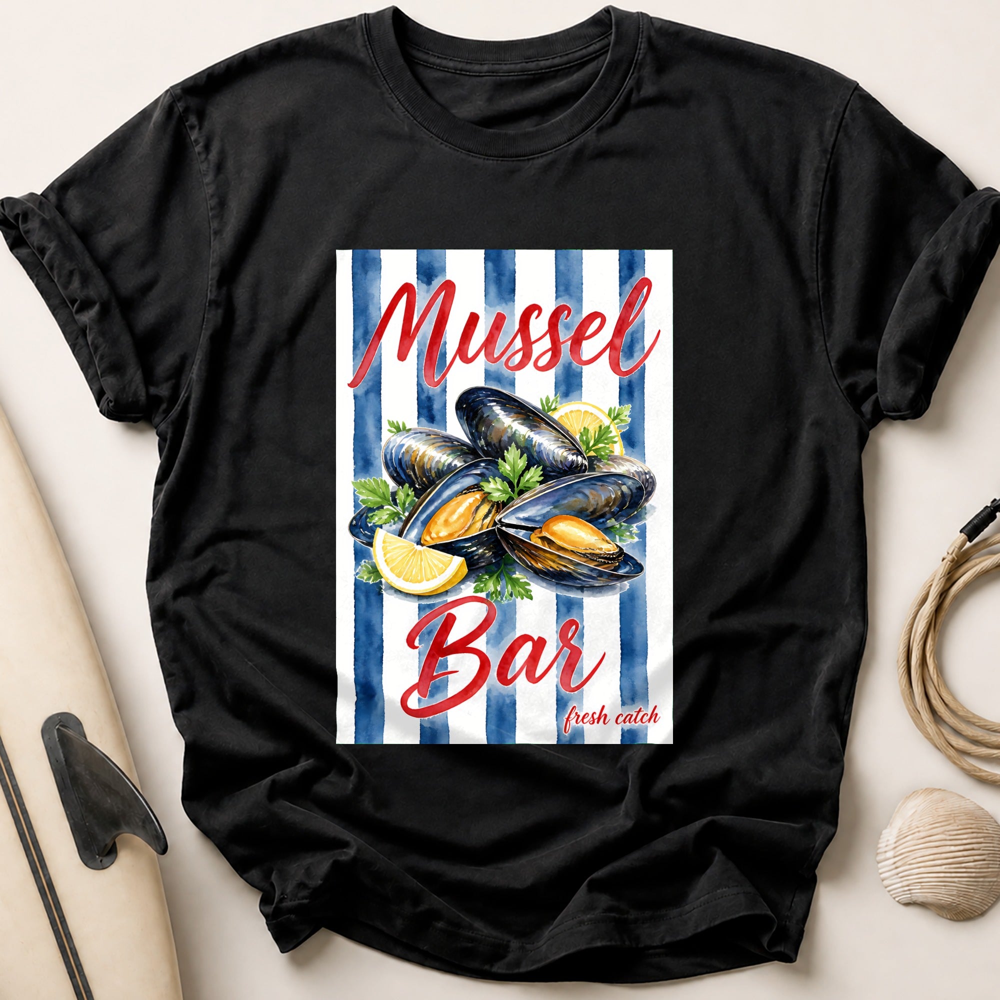 Mussel Bar Fresh Catch Seafood Restaurant Tee - Black