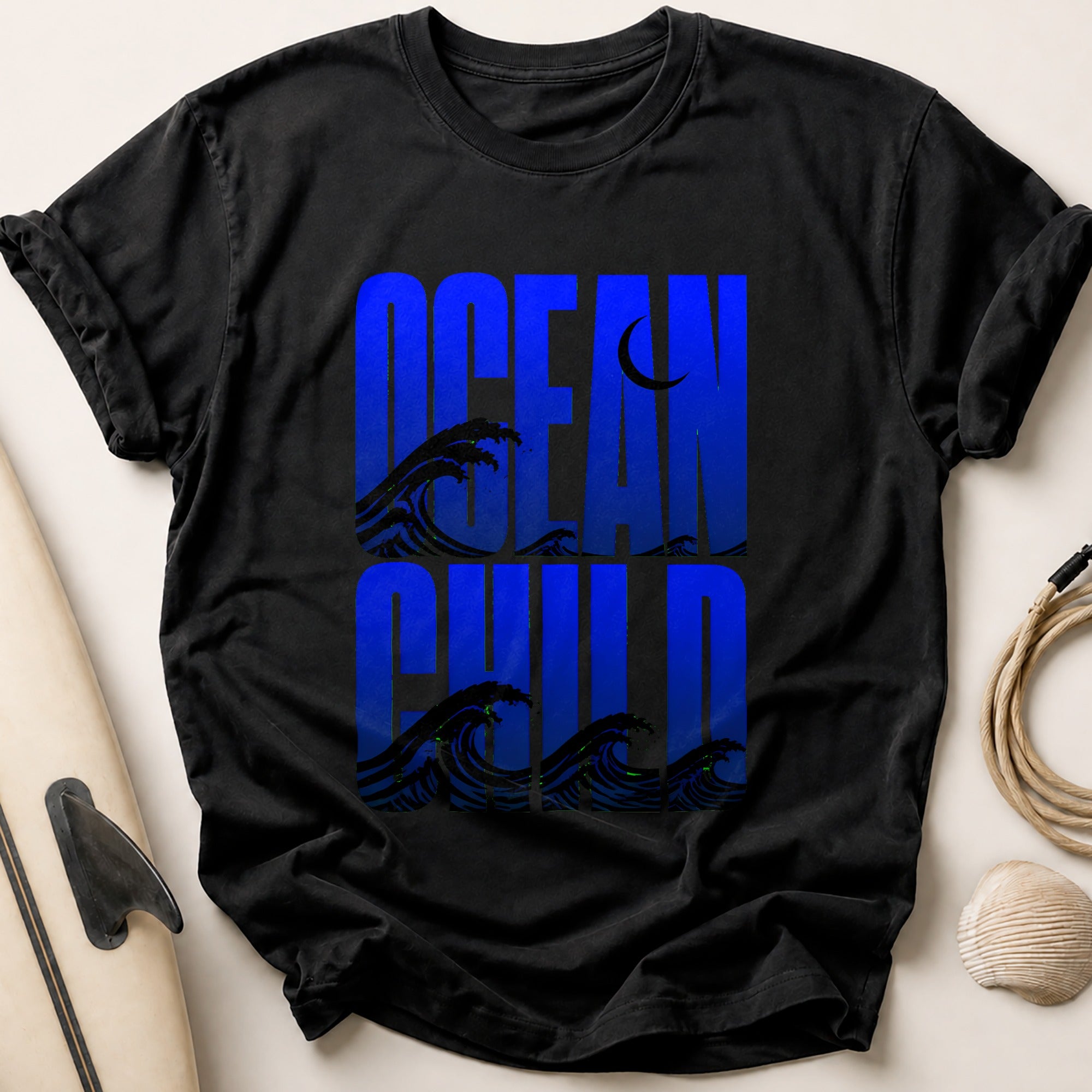 Ocean Child Waves Surfer Tee - Black