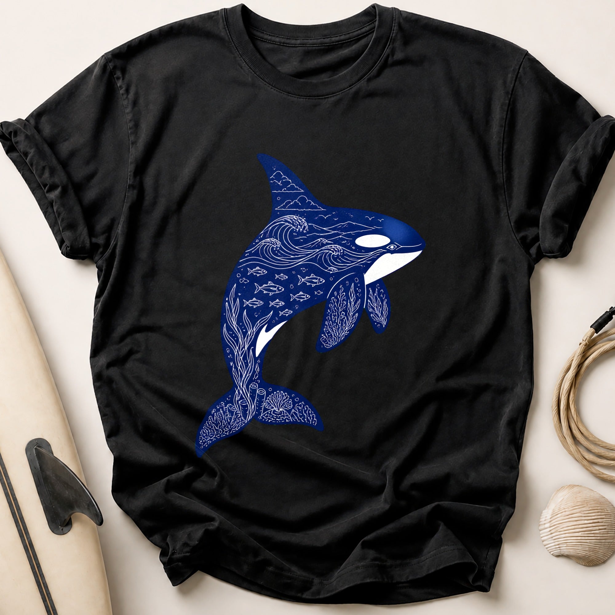 Orca Whale Ocean Marine Wildlife Tee - Black