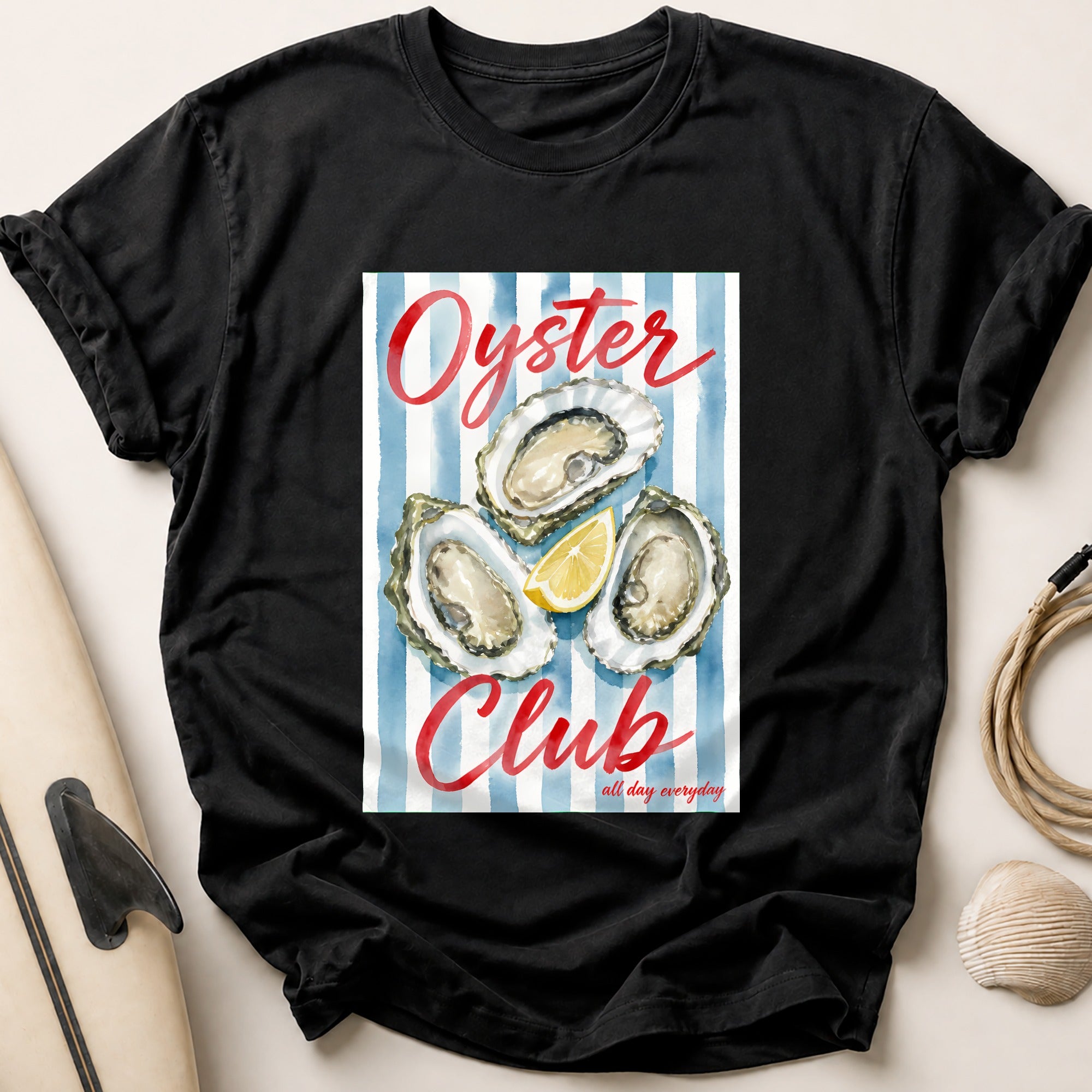Oyster Club All Day Everyday Seafood Restaurant Tee - Black