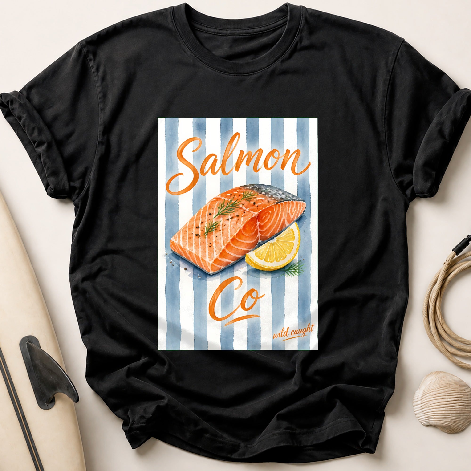 Salmon Co Wild Caught Seafood Cooking Tee - Black