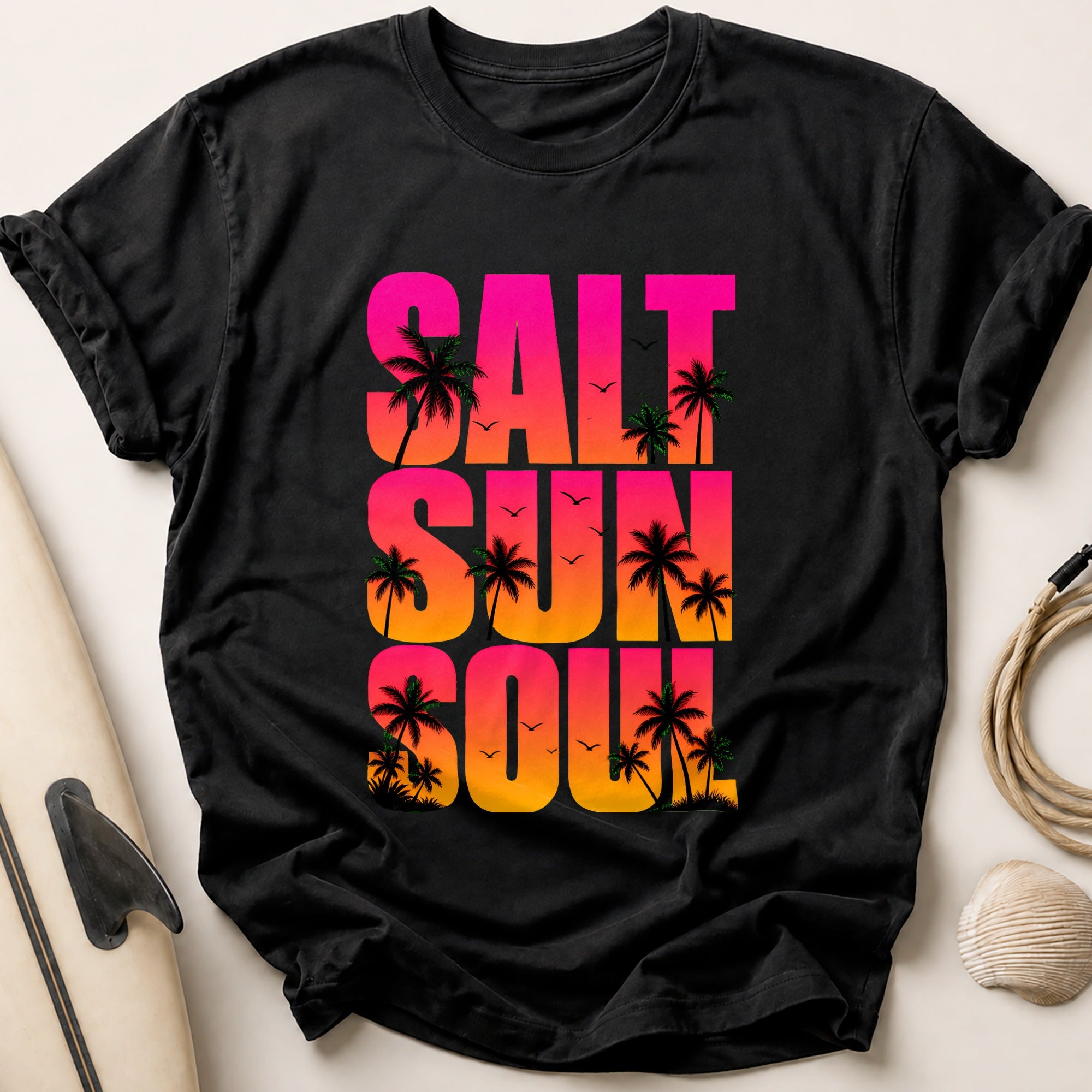 Salt Life Tropical Palm Beach Tee - Black