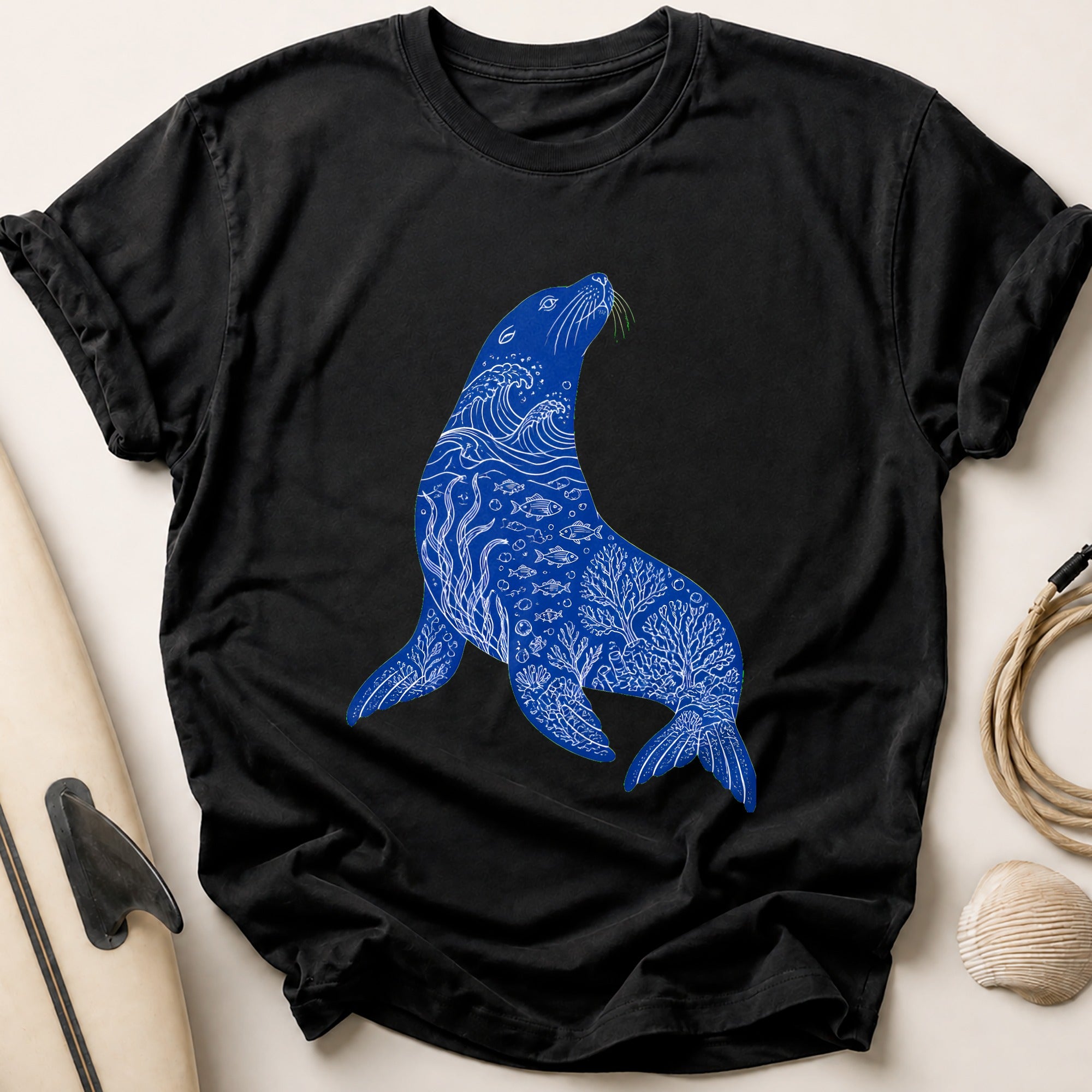 Seal Ocean Marine Wildlife Tee - Black