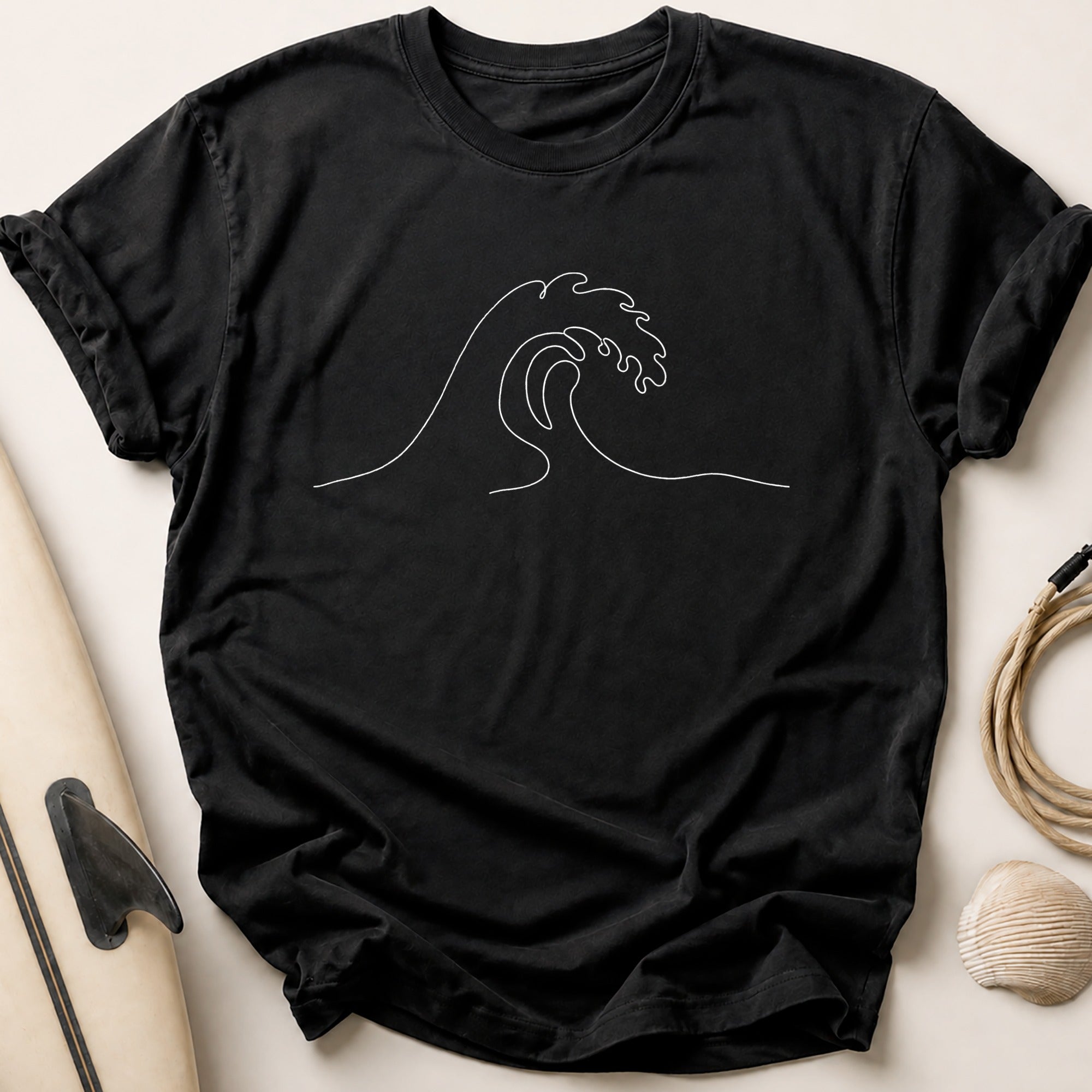 Single Line Wave Tee - Black