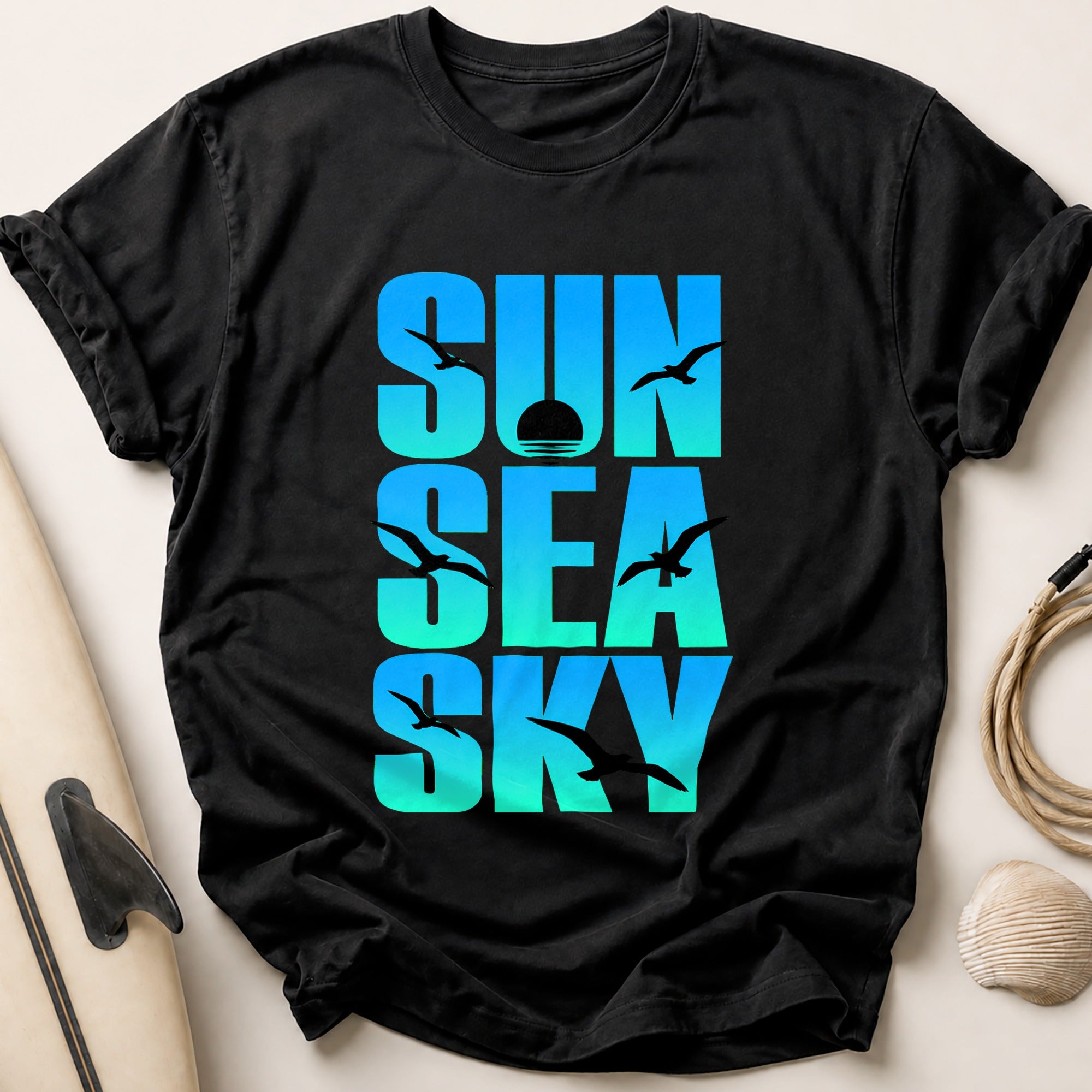 Sun Sea Sky Swimmers Funny Tee - Black